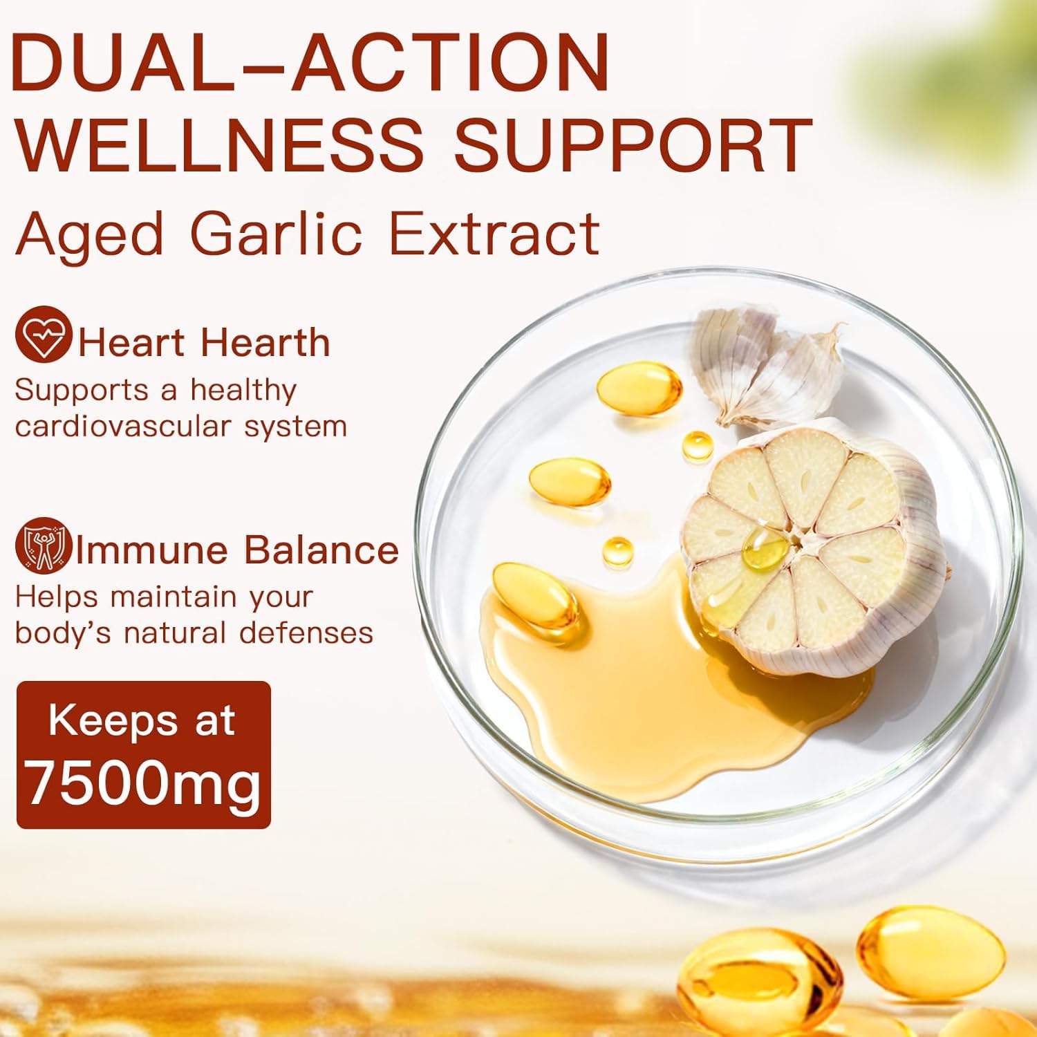 Aged Garlic Extract,300 Count 7500mg Odorless Organic Garlic Capsules for Heart & Immune Antioxidant Supplements, All-Natural, Non-GMO,Gluten-Free,2-Year Matured for Antioxidant Wellness — view 5