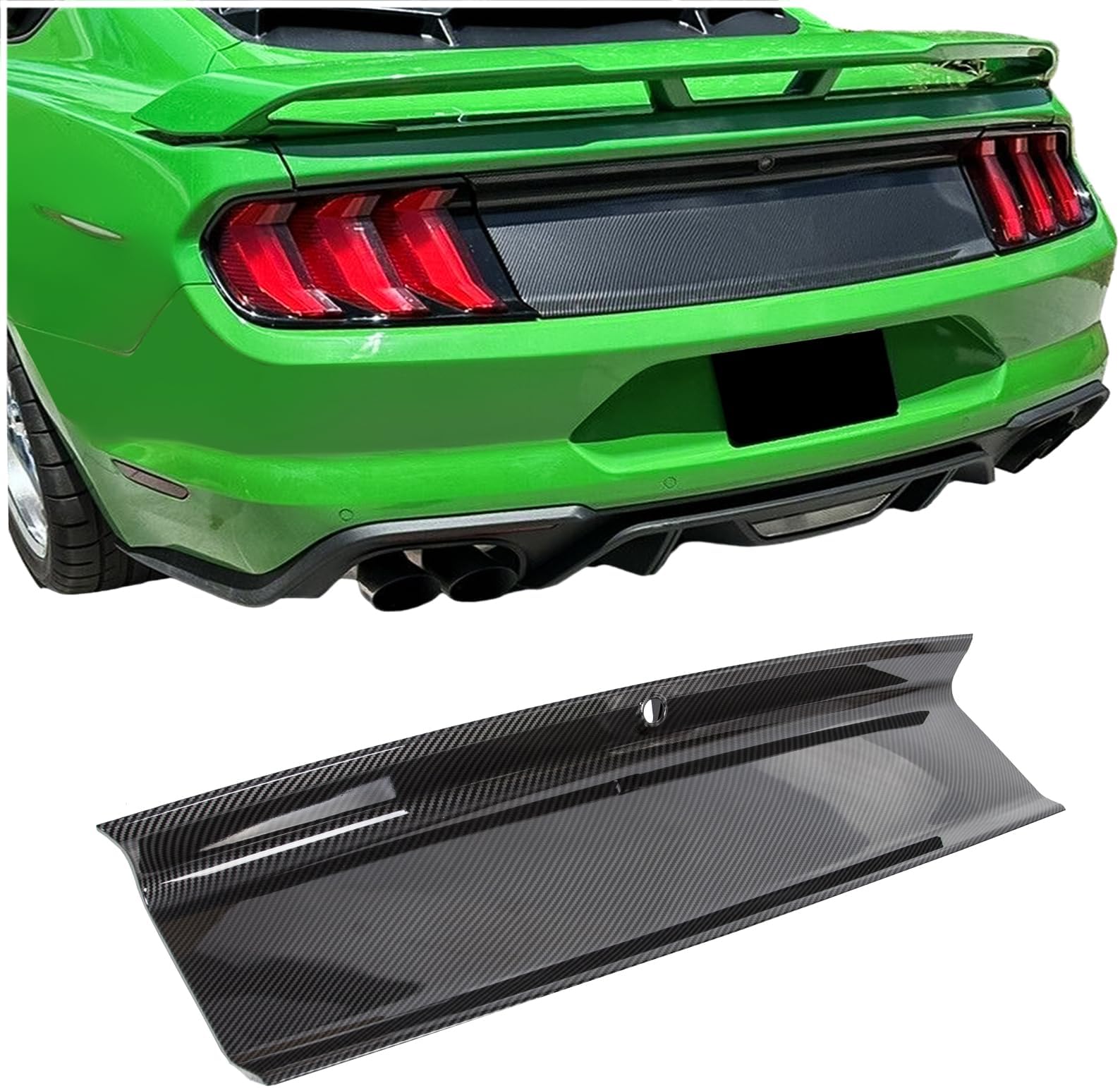 KUAFU Rear Decklid Panel Trim Compatible with 2015-2023 Ford Mustang GT, Trunk Center Boot Cover Decorative Board Trunk Center Lid External Accessories - Carbon Fiber Style