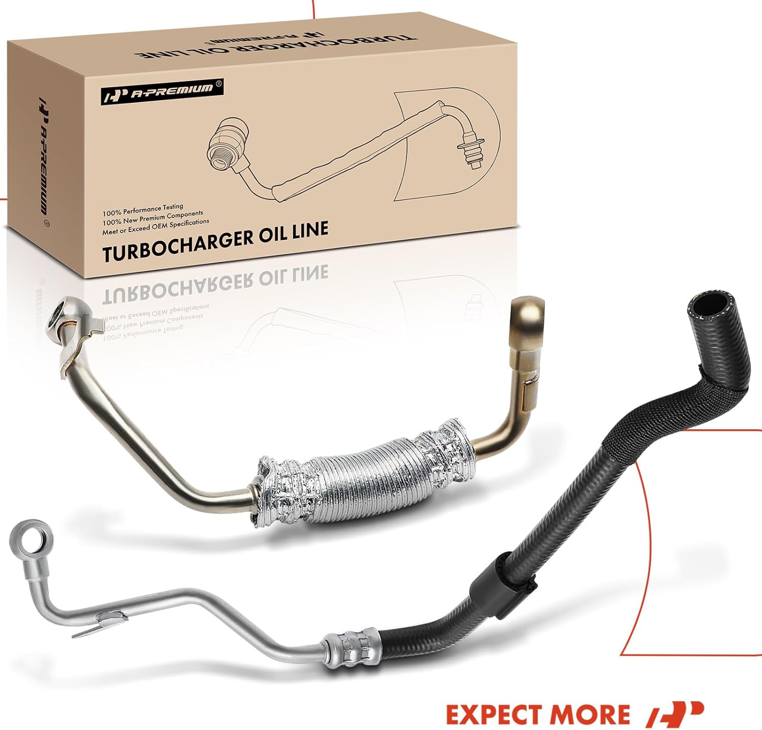 A-Premium Turbocharger Coolant Return & Supply Line Compatible with Volkswagen Jetta, Passat CC, Golf, Tiguan, Tiguan Limited, Beetle, CC, Eos, GTI & Audi A3, A3 Quattro, Q3, Q3 Quattro, TT