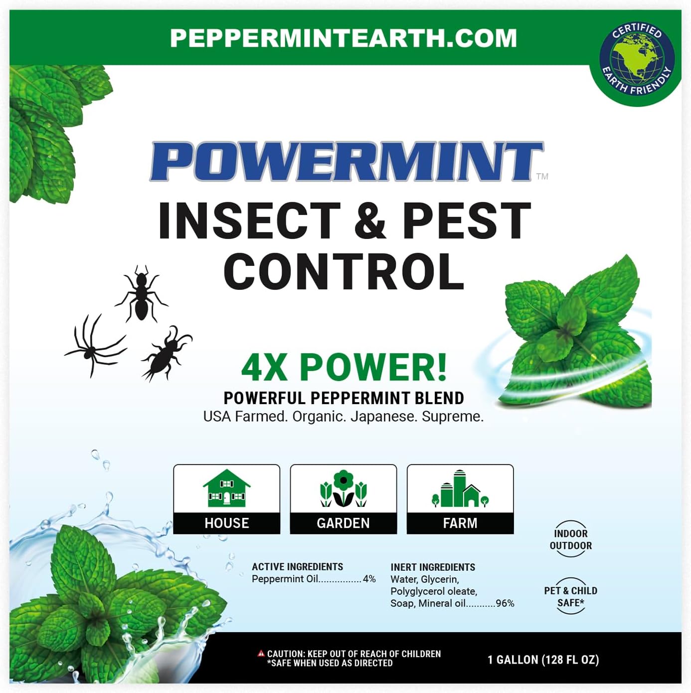 1 Gallon Peppermint Oil Insect & Pest Control - Natural Spray for Spiders, Ants, Ticks, and More