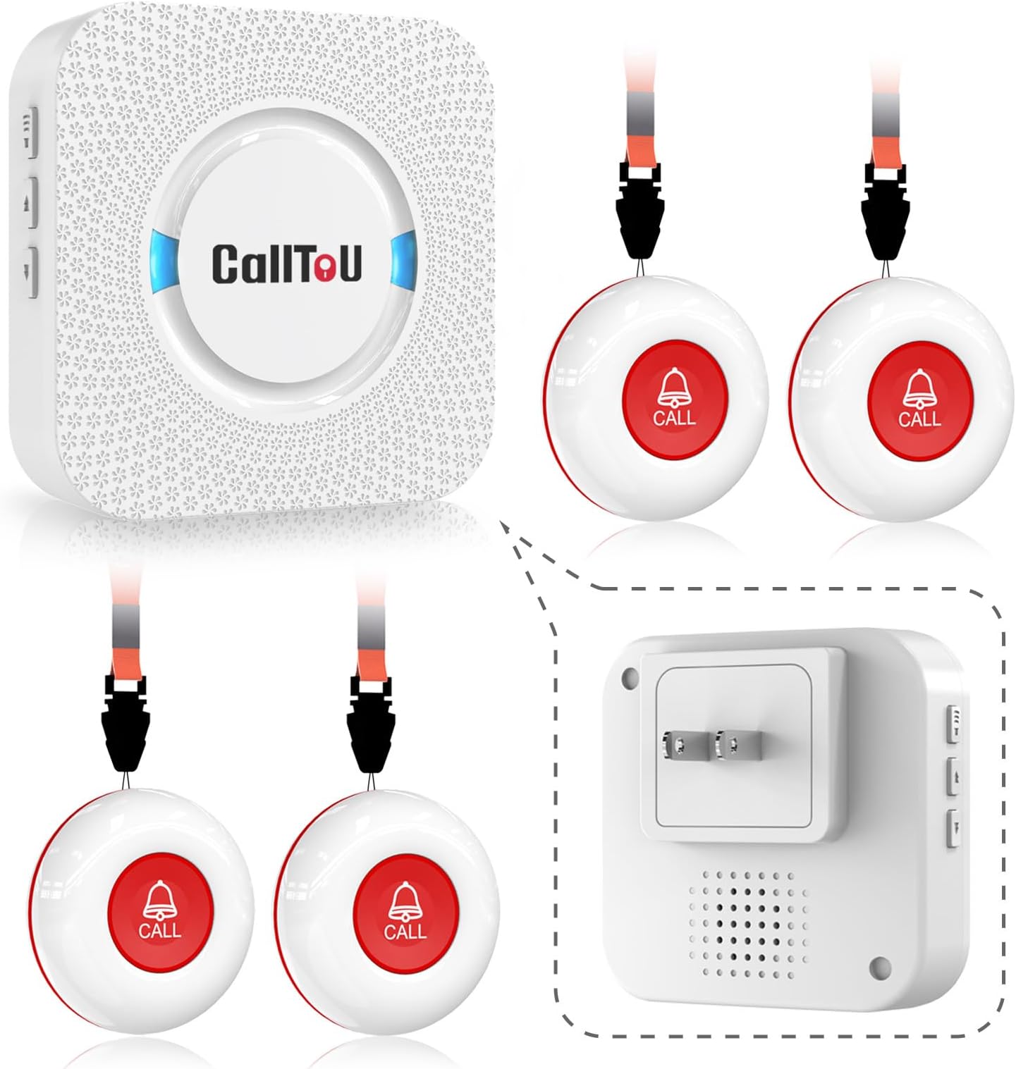 Calltou Caregiver Pager Wireless Call Button Smart Bell Alert System ...