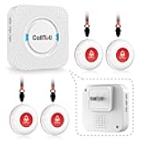 CallToU Caregiver Pager Wireless Call Button Smart Bell Alert System for Elderly Home Patient Seniors Nurse 4 Portable Waterproof Transmitters 1 Plugin Receiver