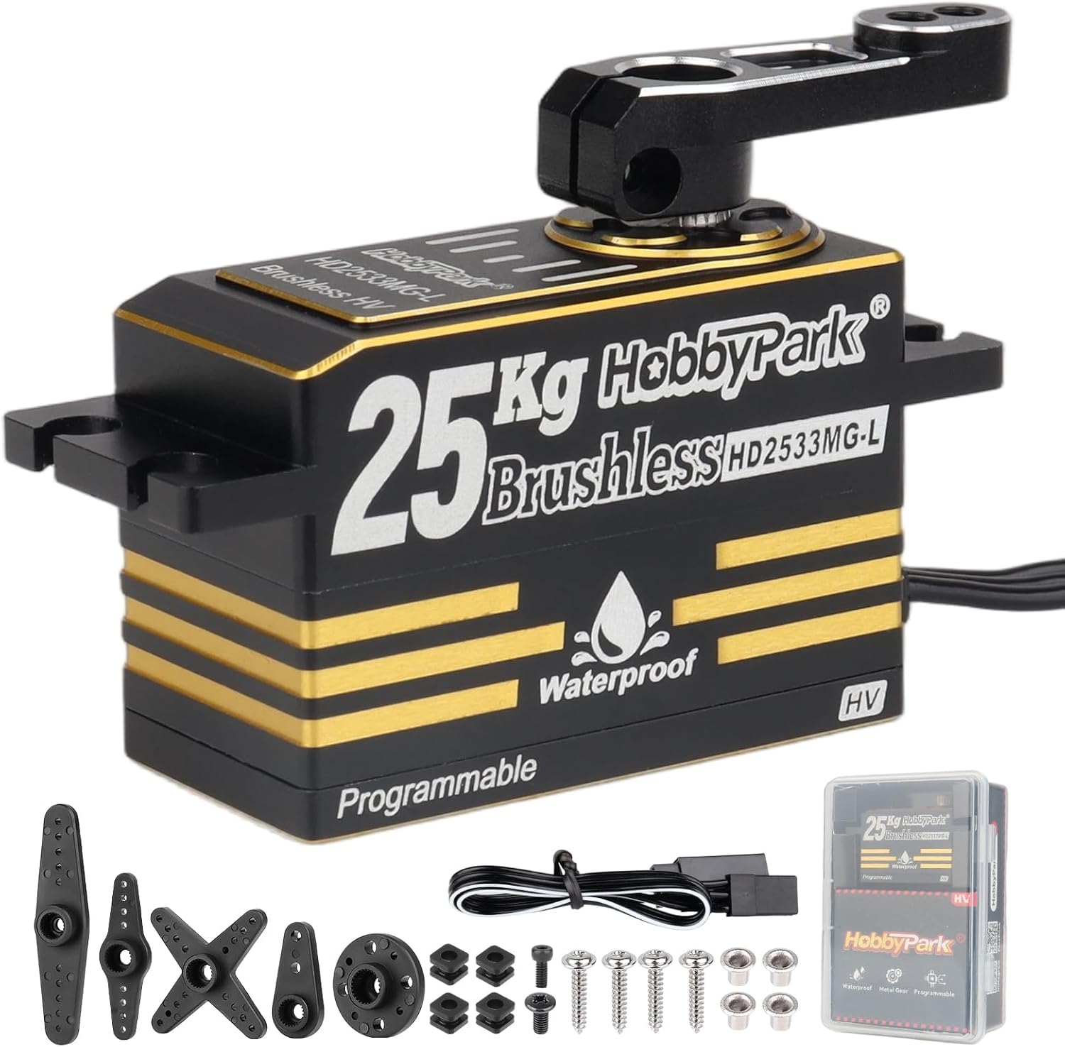 HobbyPark 0.06秒 高速ステアリングサーボ ロープロファイル 25kg ブラシレス 1/8 1/10 RCツーリングカー