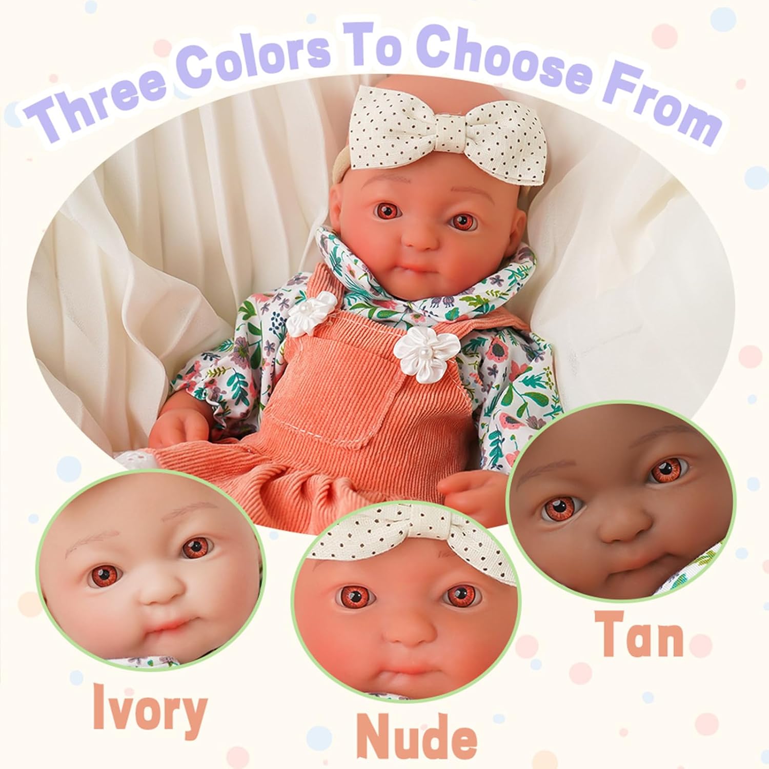 Full Silicone Reborn Baby Dolls-11.8in Realistic Newborn Anatomically Correct Girl with Realistic Blood Vessels and Skin，Silicone Full Body Lifelike Baby，for Collectors & 3+Kids