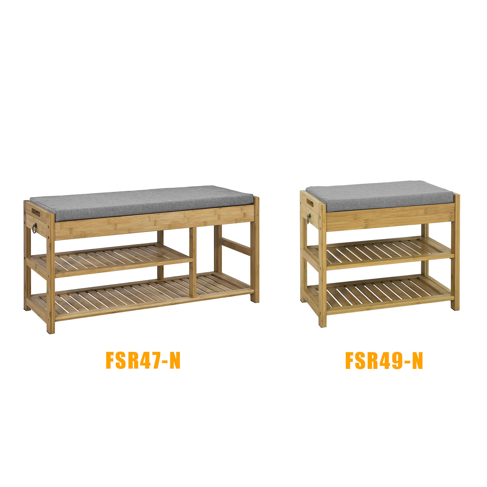 SoBuy 玄関ベンチ 収納ベンチ シューズラック 竹製 FSR47-N
