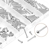 Vista 4 de Juego de 250 tornillos para madera Phillips Pan Head Autorroscantes #2 x 1/4" 3/8" 1/2" 5/8" 3/4", kit surtido de 250 tornillos autorroscantes