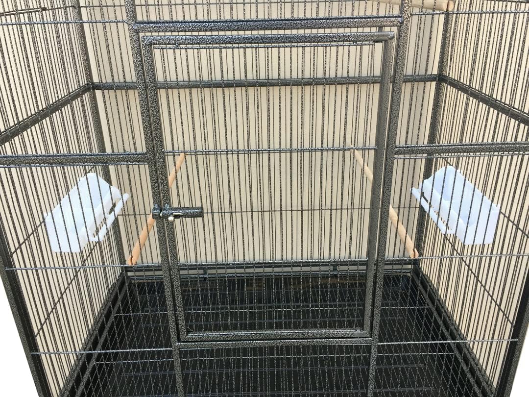 2 Color, Extra Large Double Stackable Wrought Iron Flight Bird Breeding Cage for Canary Parakeet Cockatiel Lovebird Finch Bird Cage with Metal Tray and Removable Stand