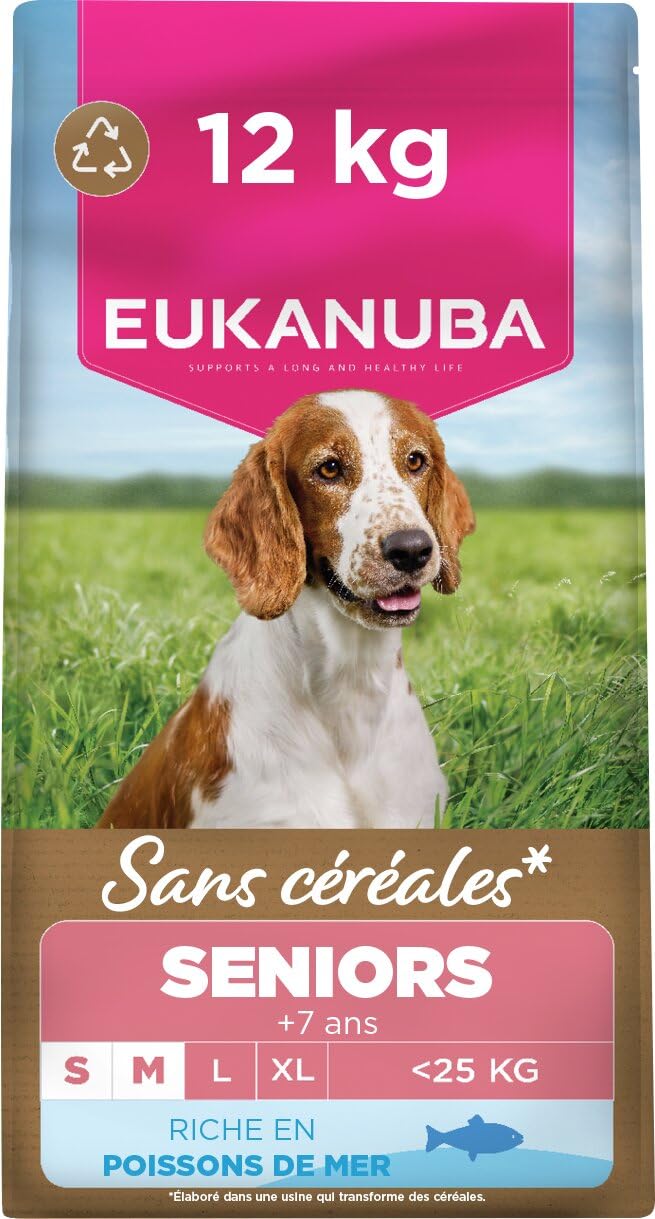 EUKANUBA Chien Senior Petite/Moyenne sans Céréales Poisson 12 kg