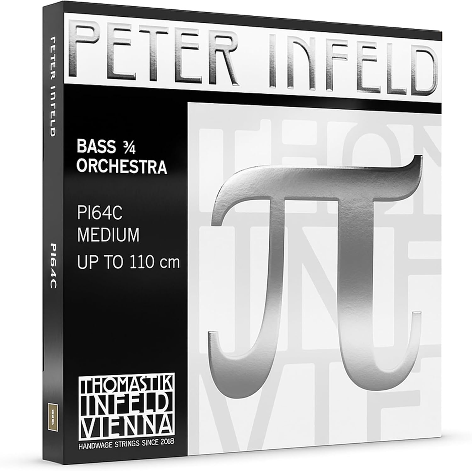 Peter Infeld Double Bass E/C Extension String PI64C, Bass 3/4 - Chrome Windings, Spiral Core, Medium Tension 72.3 lb, Usable Up to 110 cm - Easy to Bow, Plenty of Growl and Sustain, Easy to Control