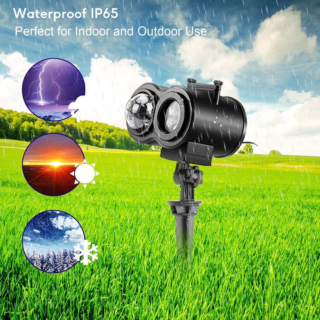 LED Projector for Christmas, 2-in-1, Ocean Wave Moving Patterns Projector Lights with 12 Slides, 10 Wave Colours, Waterproof, Outdoor, Indoor for Party, Holiday, Halloween, Courtyard Decoration