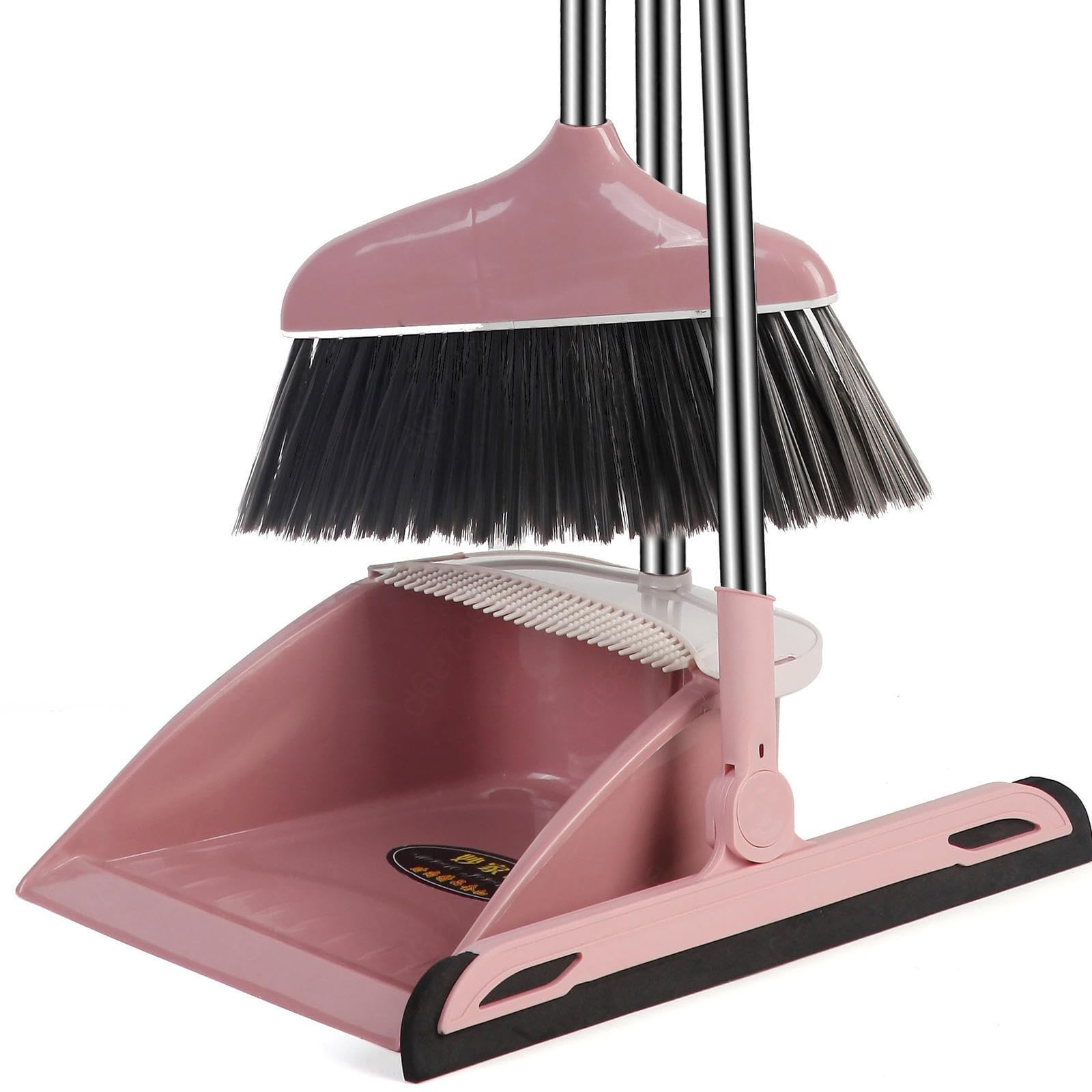 NIBHZ Set Combinato Scopa e Paletta Verticale Leggero, Set Combinato Scopa per Interni con Paletta per Casa, Cucina, Sala, Ufficio, Ingresso,Pink C