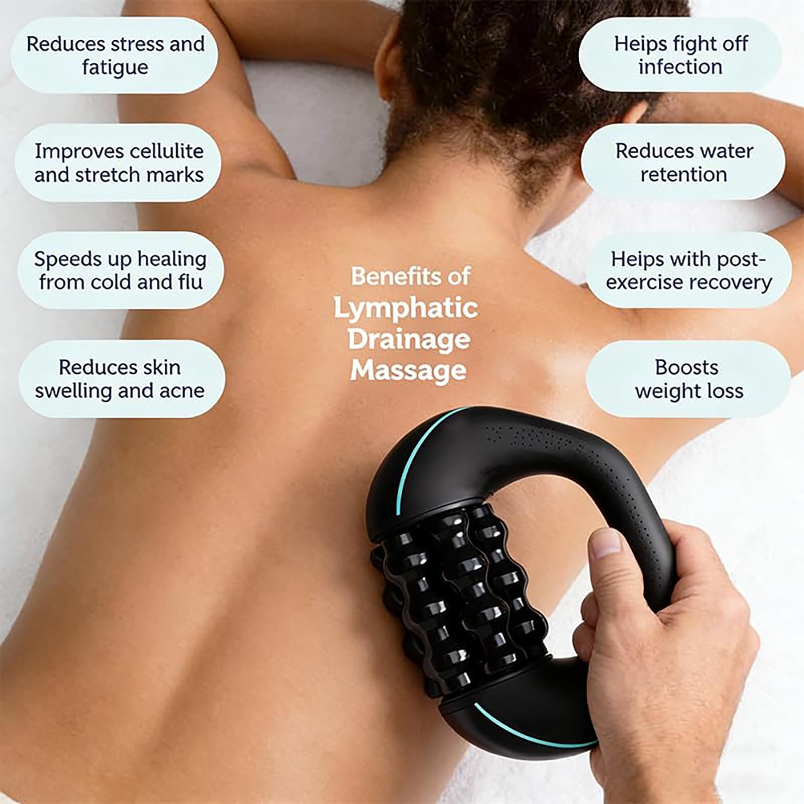 Masajeador de Rodillos Eléctrico Portátil, Rodillo de Masaje EléCtrico Con Mango, 3 Niveles de Intensidad, Relajación Muscular Profunda,para Espalda, Piernas