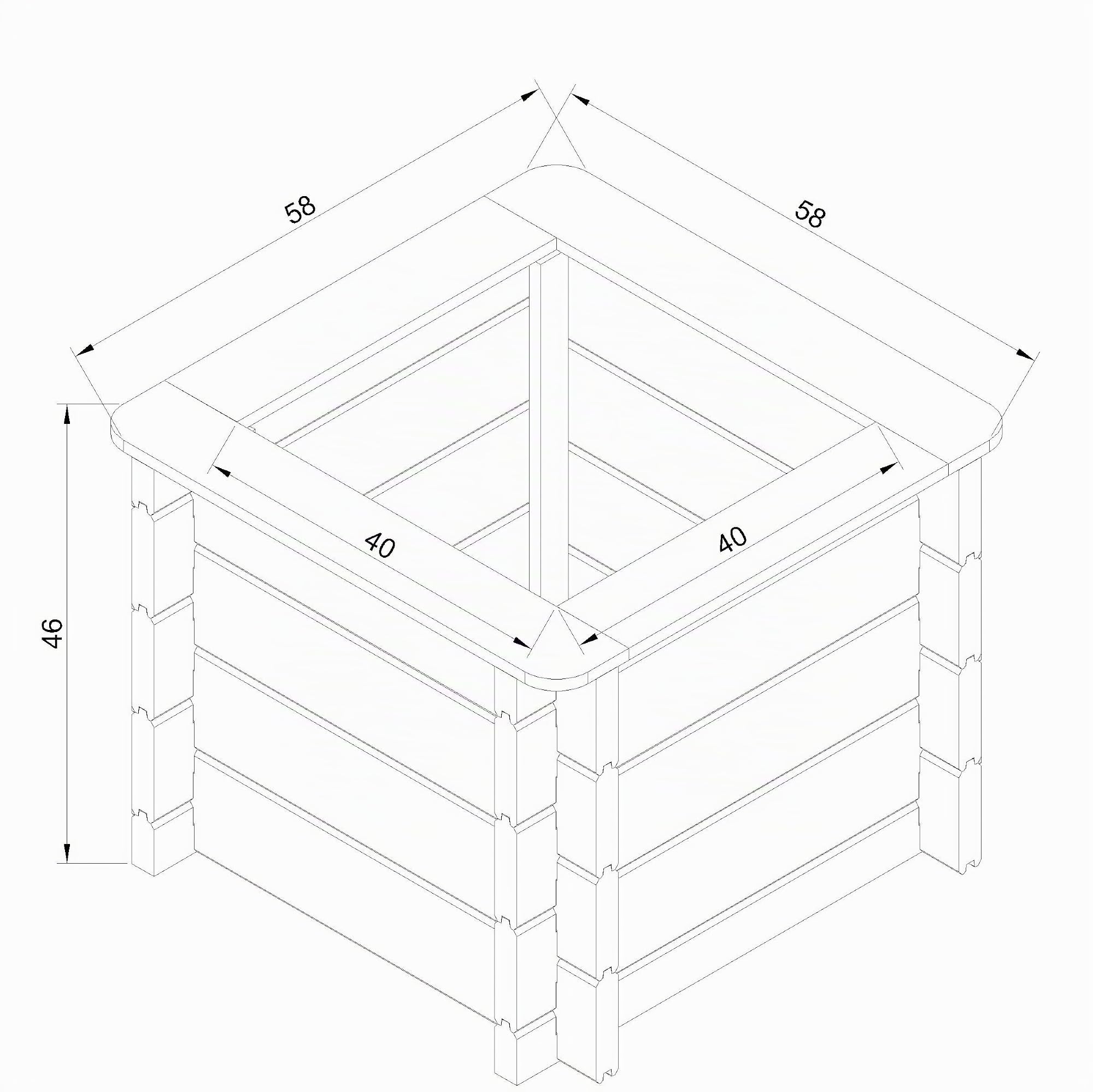 TIMBELA Carre Potager Exterieur Bois - Jardinieres Exterieur pour Jardin, Balcon, Terrasse – pour Fleurs, Herbes aromatiques, Légumes- Bois Massif pin/épicéa 28 mm, 58x58xH46 cm, M617