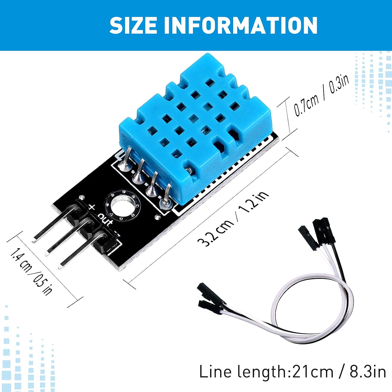 Weewooday 10 Pcs Dht11 Temperature Humidity Sensor Module Digital Single Bus 3.3v-5v, Humidity Measure Range 20%-95% Temperature Measure Range 0-50°c with Wires Compatible with Arduino/Raspberry Pi