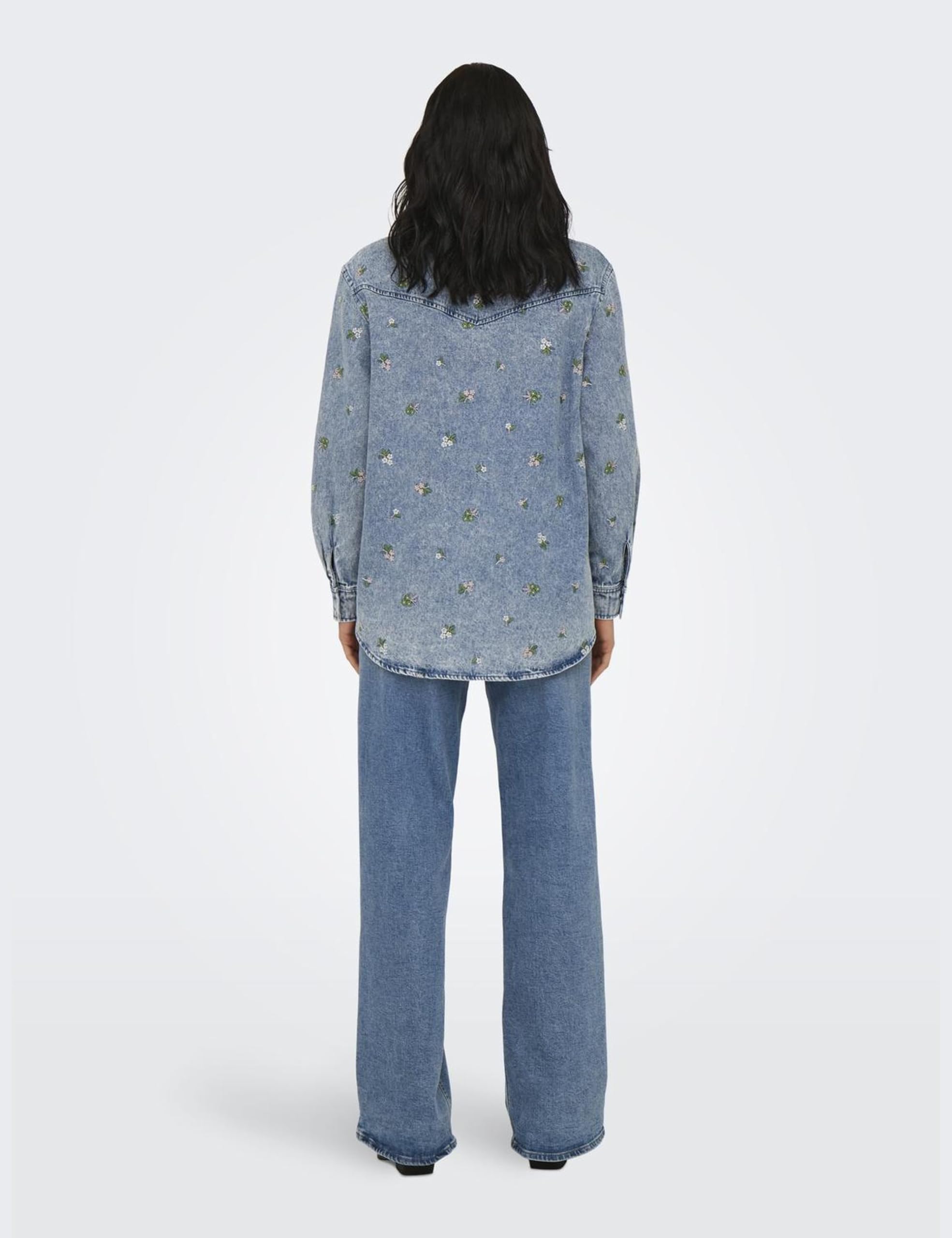 ONLY Damen Onlvera L/S Flower Emb Shirt DNM Noos Onlvera L/S Flower Emb Shirt DNM Noos (1er Pack)