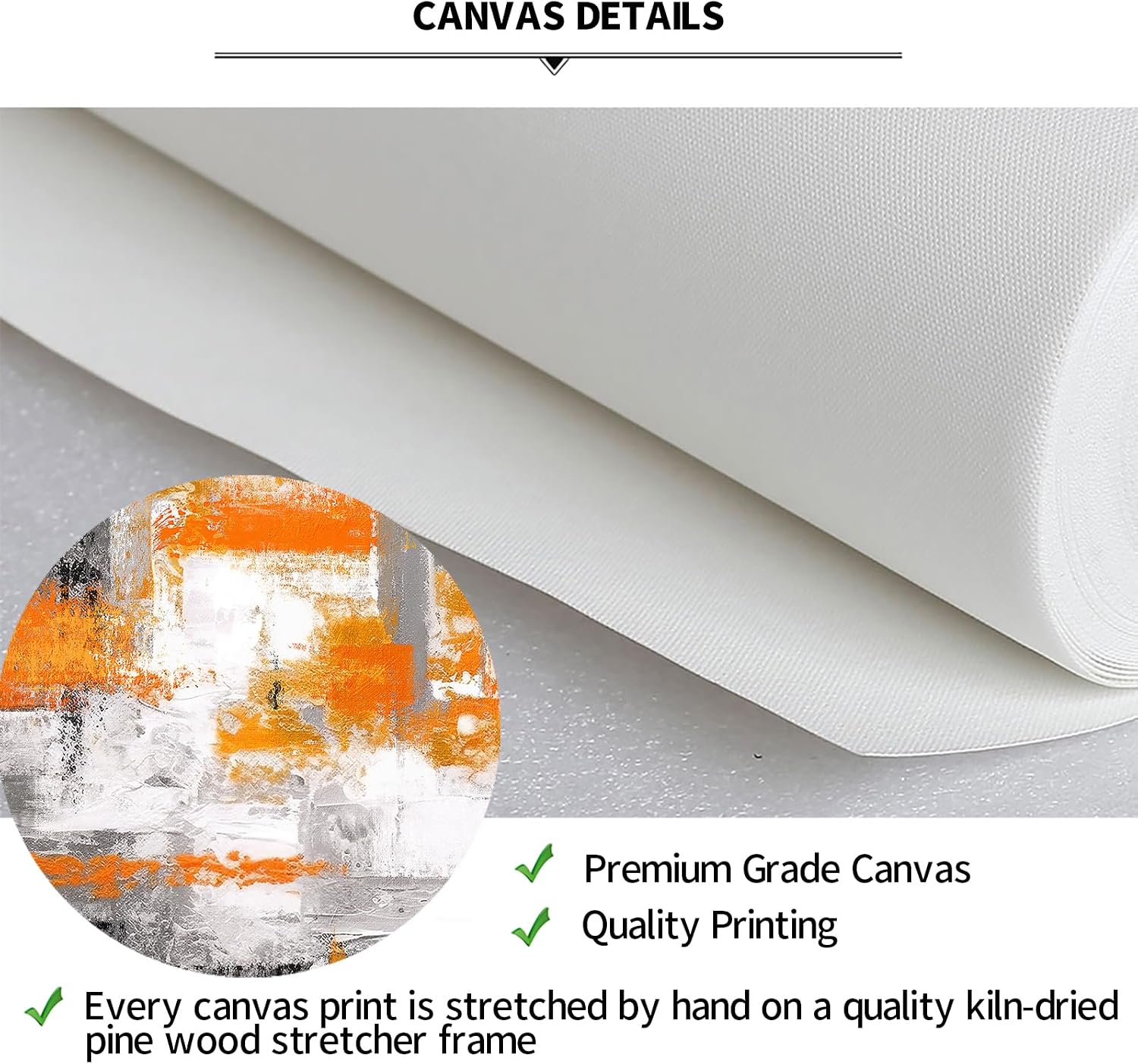 iKNOW FOTO Orange Grey Abstract Canvas Wall Art Modern Geometric Painting for Living Room Bedroom Office Framed Contemporary Textured Artwork Ready to Hang 24x36 Inch