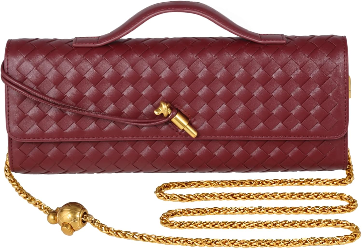 Woven Evening Bag Clutch Purses For Women, Woven Leather Crossbody Bag Purse For Women With Gold Chain 2024.