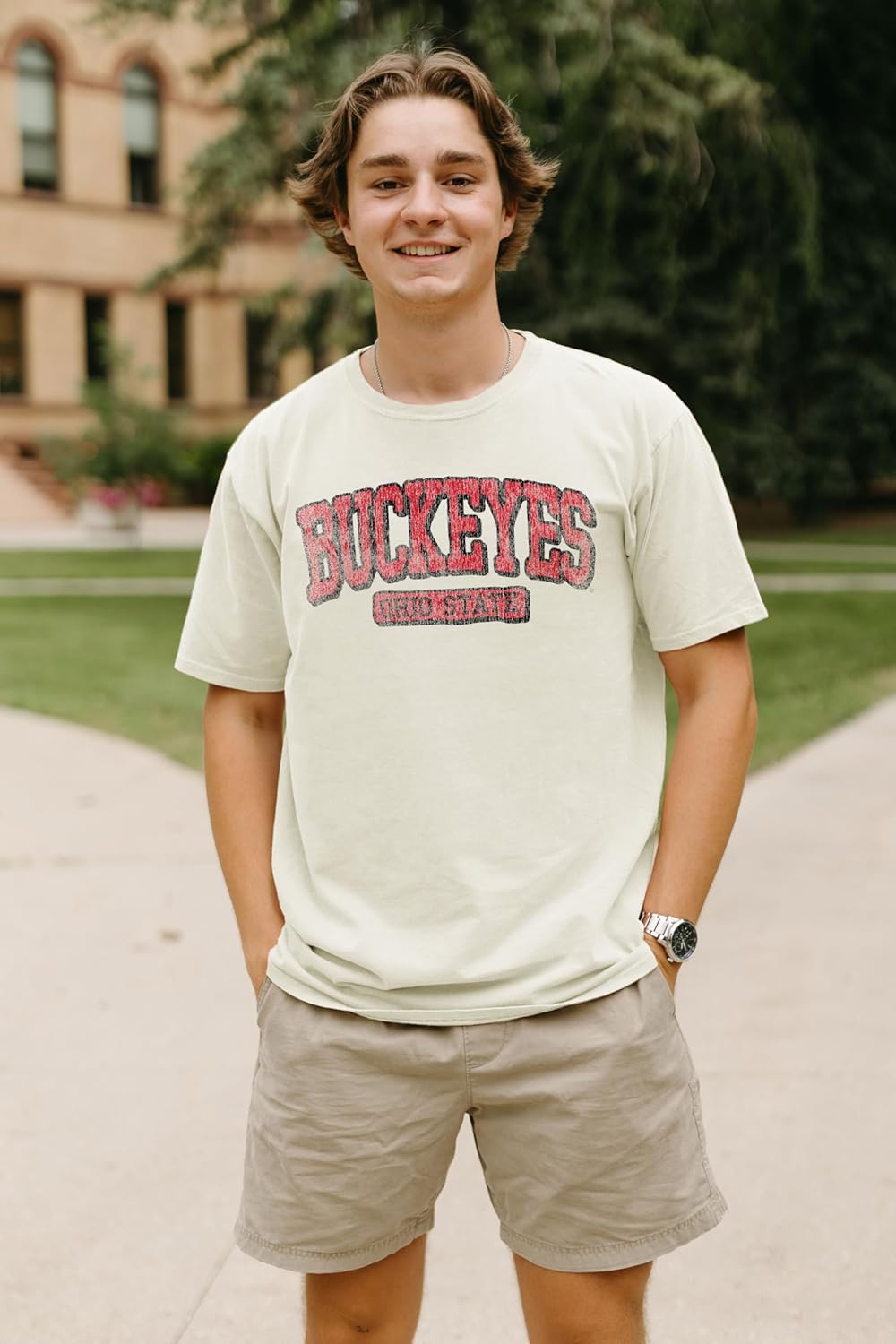 Blue 84 NCAA Unisex-Adult NCAA Officially Licensed T-Shirt Ivory Dyed Ringspun Vintage - Image 2