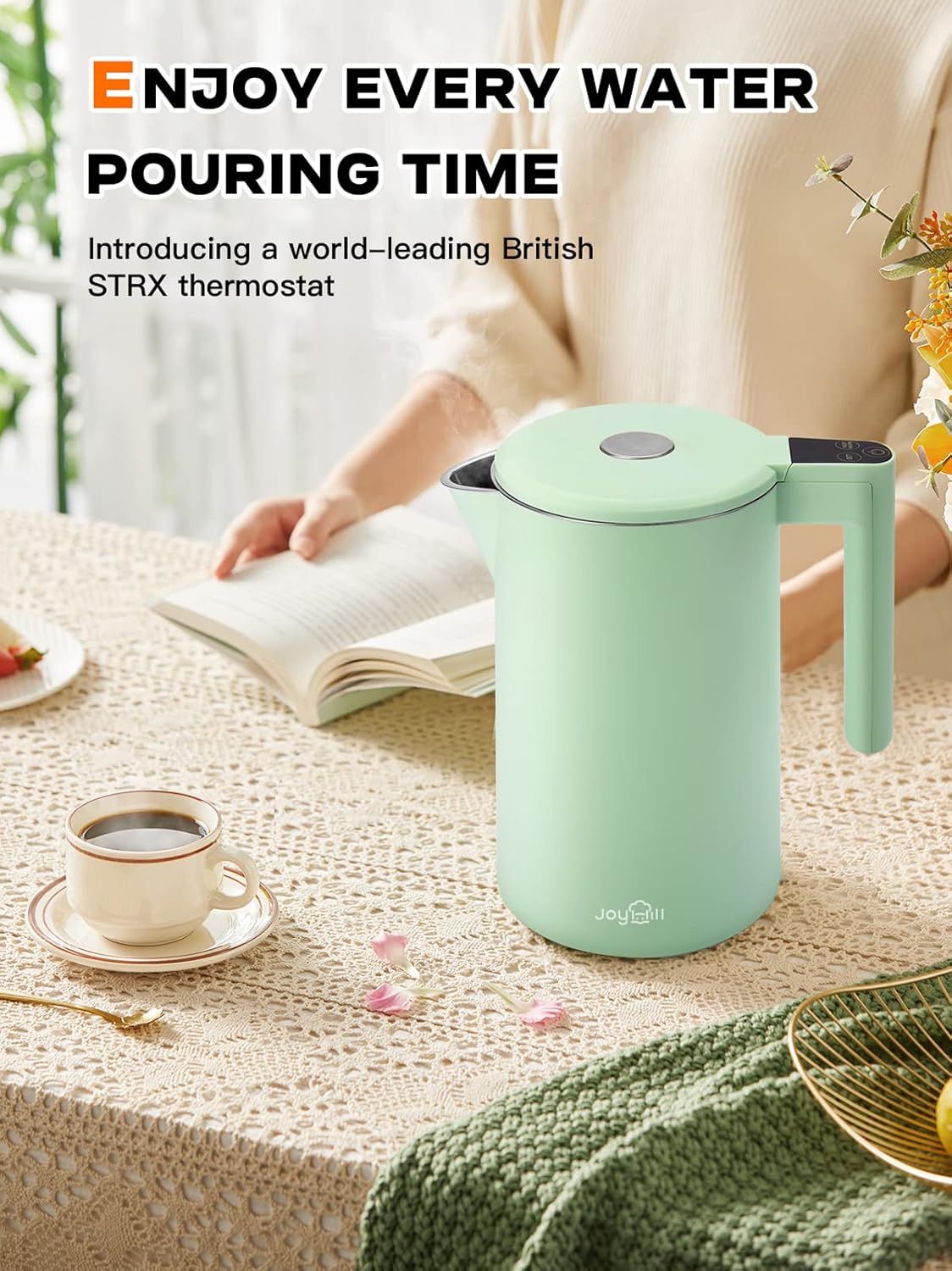 Woman pouring tea from the kettle