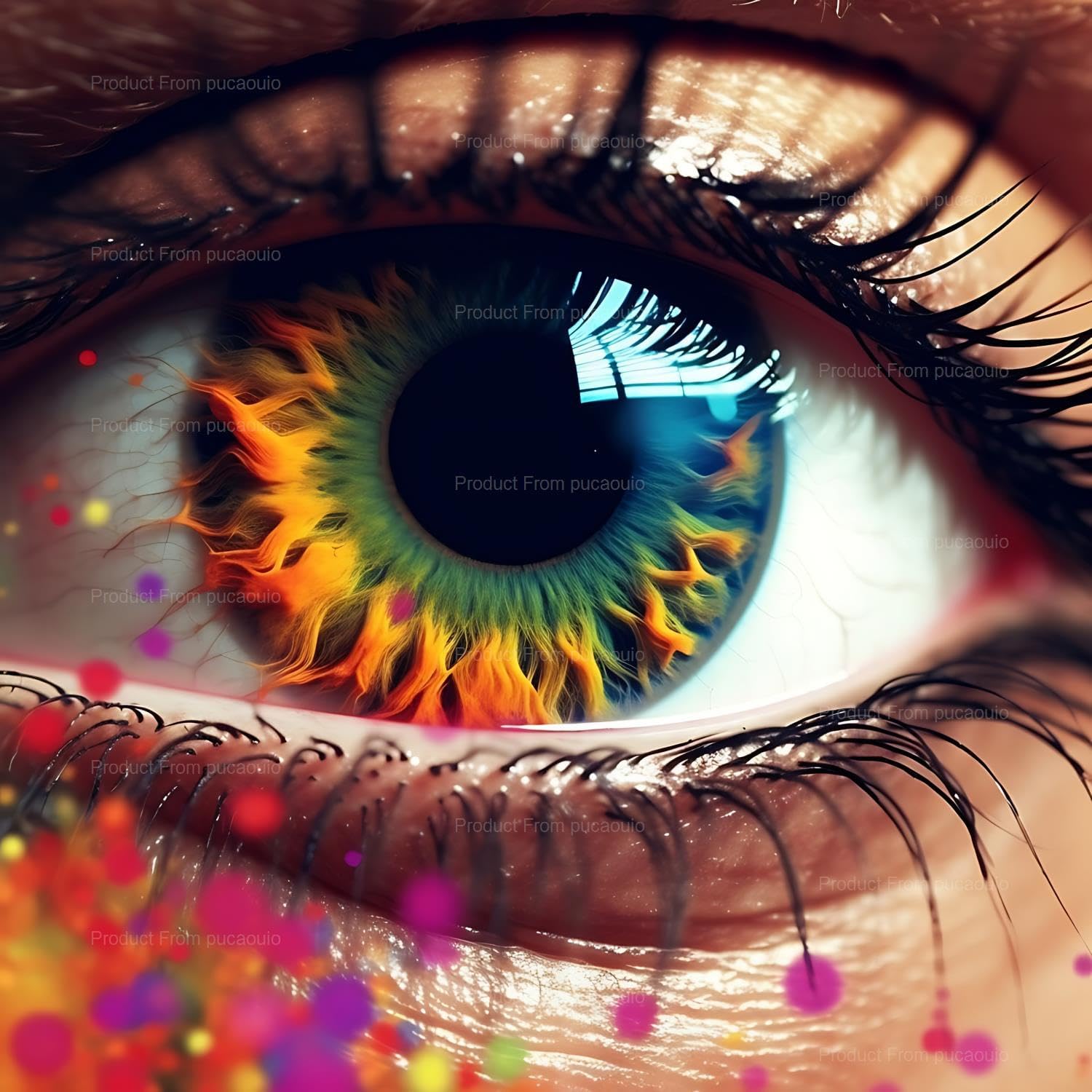 pucaouio Colorful Eye with Flower Diamond Painting Kits for Adults Kids - Fantasy Eyes Diamond Painting, Full Drill Crystal Rhinestone Craft Kits Home Wall Decor 20x24 inch