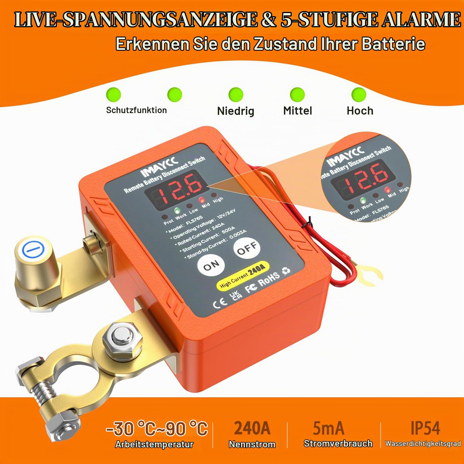Professional Smart Drahtloser Ferngesteuerter Batterie Trennschalter 12v, Upgrade-Version Autobatterie Trennschalter 120A, Kill Switch Anti-Diebstahl, Schalter für Auto, RV,ATV,LKW.