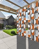 Vista 3 de Orange Grey Outdoor Curtains for Patio Waterproof Drapery,Grommet Window Curtain Drapes for Living Room,Bedroom,Doorway,Kitchen,Cafe,Porch,Cabana