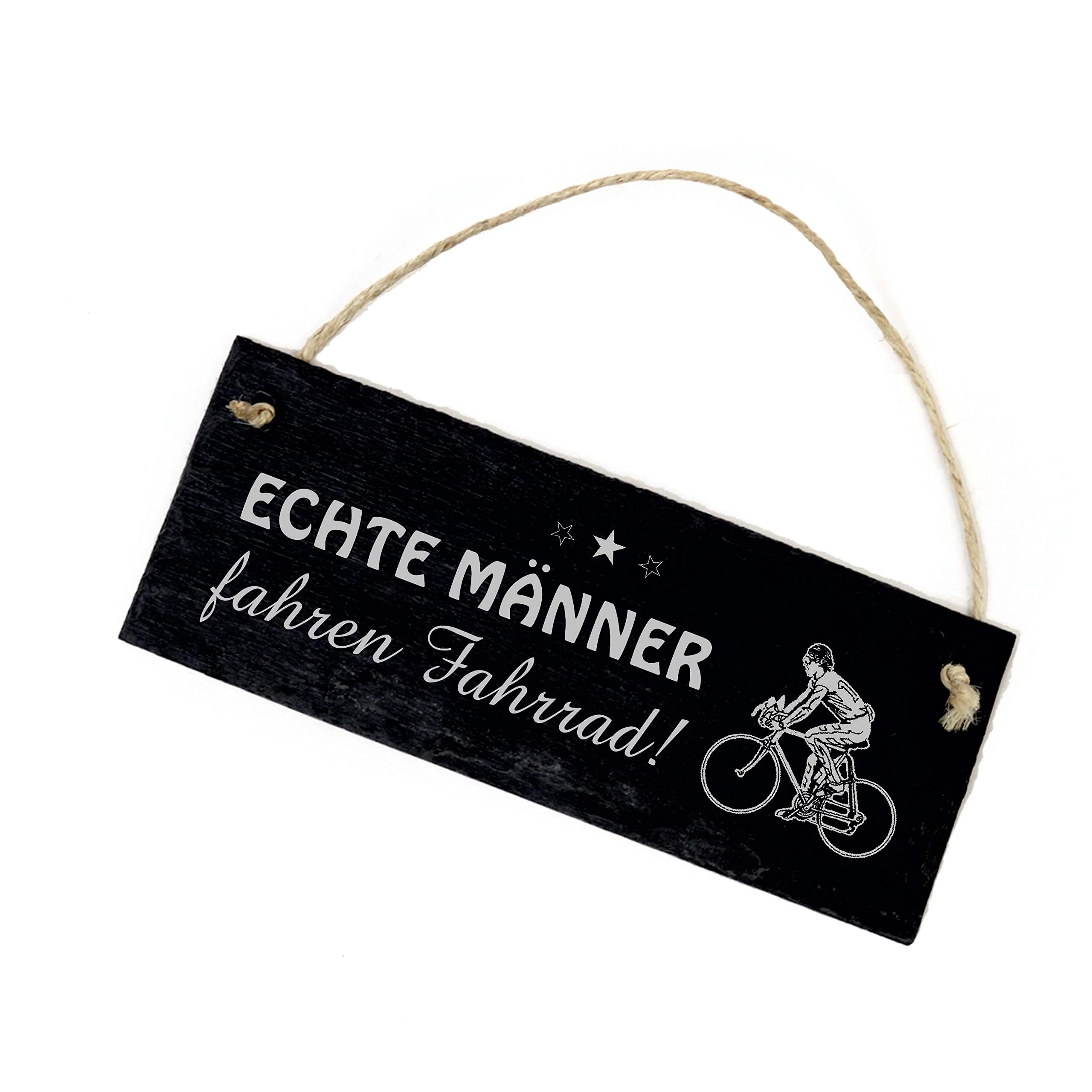 Echte Männer fahren Fahrrad - Schild Schiefer graviert Spruch Geschenkidee Radfahrer 22 x 8 cm