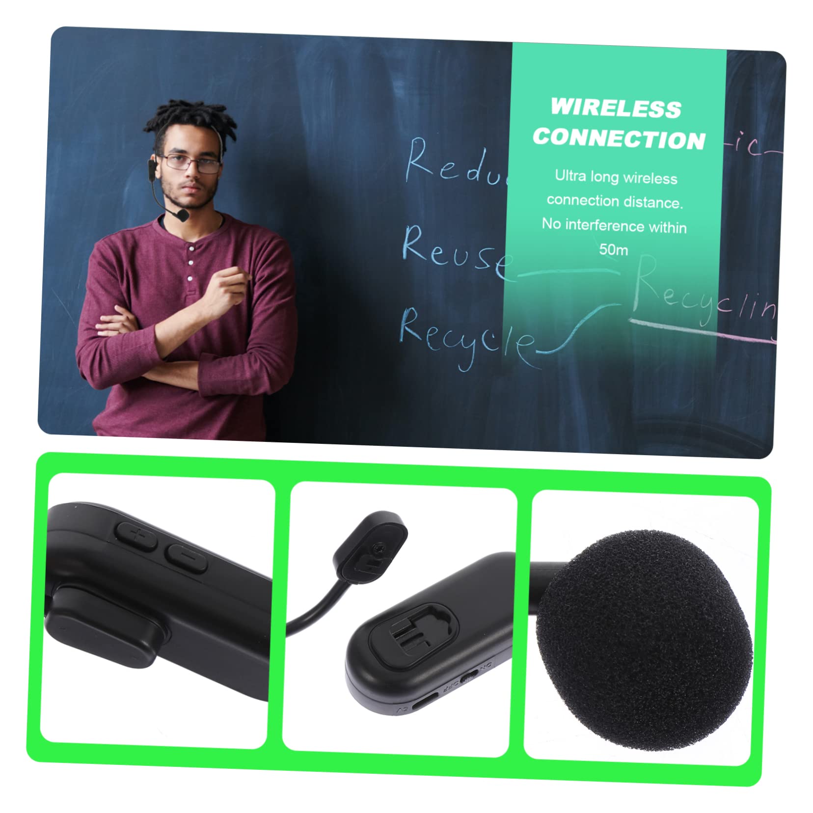 Microfono Wireless Piccolo Microfono Wireless Durevole Comodo Per Insegnante e Guida Turistica