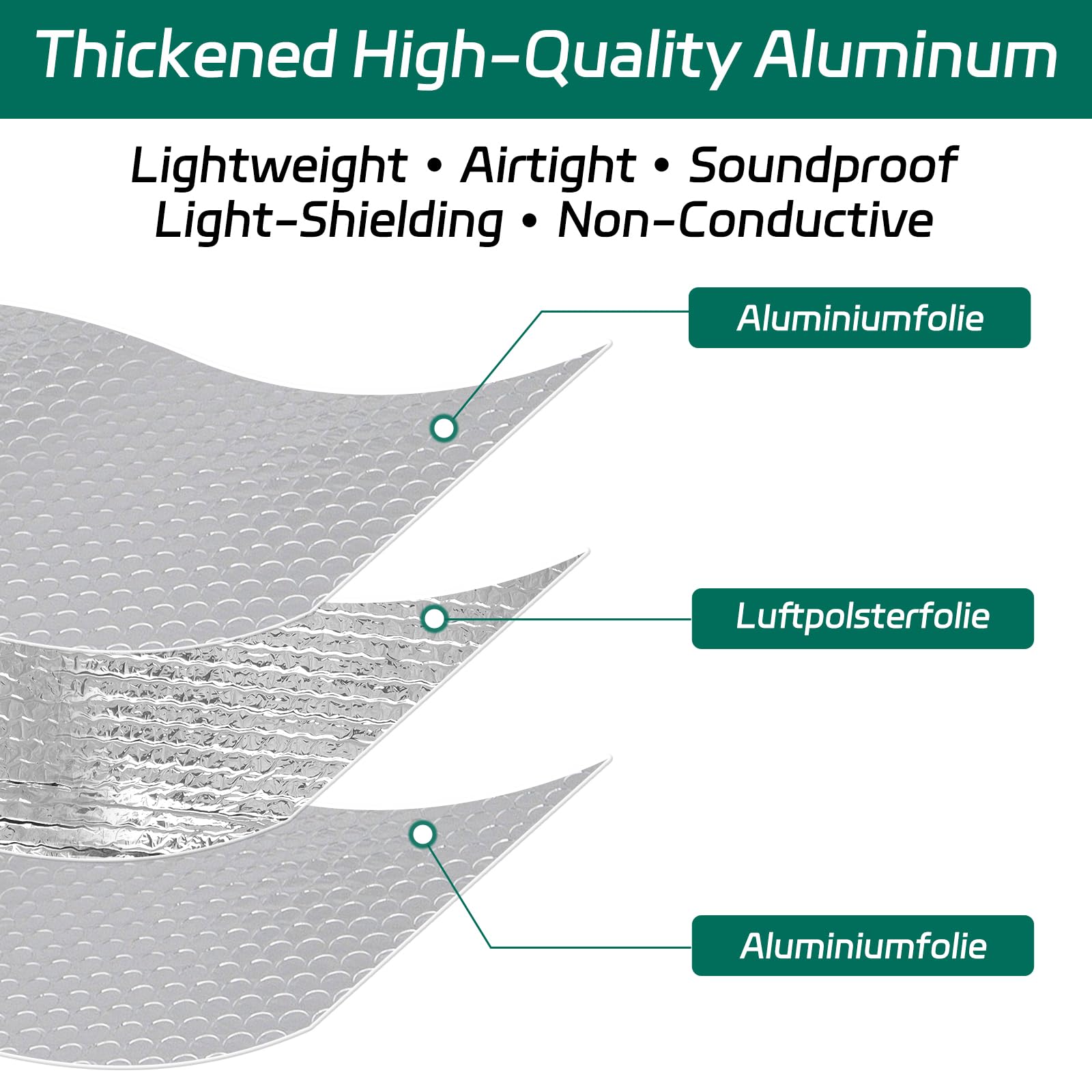 Lámina aislante reflectante de aluminio, 5 m, 60 cm, extrafuerte, para radiadores, techos y ventanas