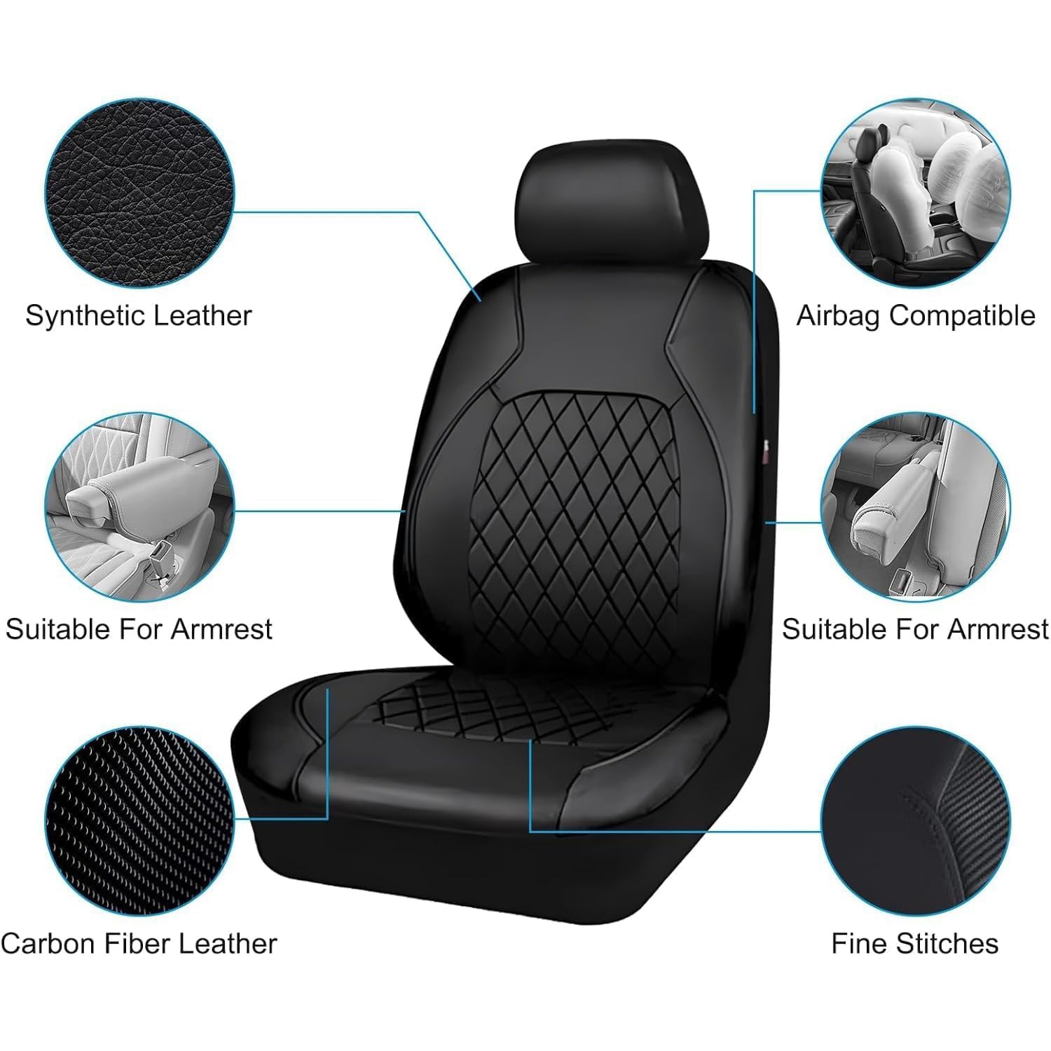 Housses de Siège Auto en Cuir pour Lancia Musa 2004-2012, Ensemble Complet Imperméable, Accessoires de Luxe Compatible Airbag Protections,A