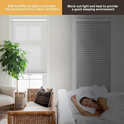 Miniatura 2 de BERISSA Persianas celulares opacas sin cordones de 1.5 pulgadas, persianas celulares resistentes de una sola celda con aislamiento térmico para