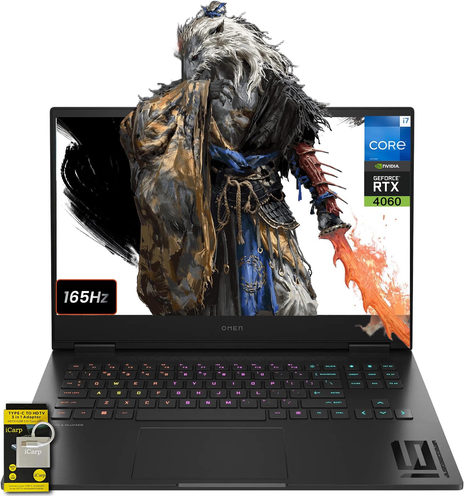 HP Omen 16 Gaming Laptop 16.1" FHD IPS 165Hz (100% sRGB) Intel 10-core i7-13620H 32GB RAM 4TB SSD GeForce RTX 4060 RGB Backlit FHD Privacy Camera Fast Charging B&O Win11 w/ICP Accessory