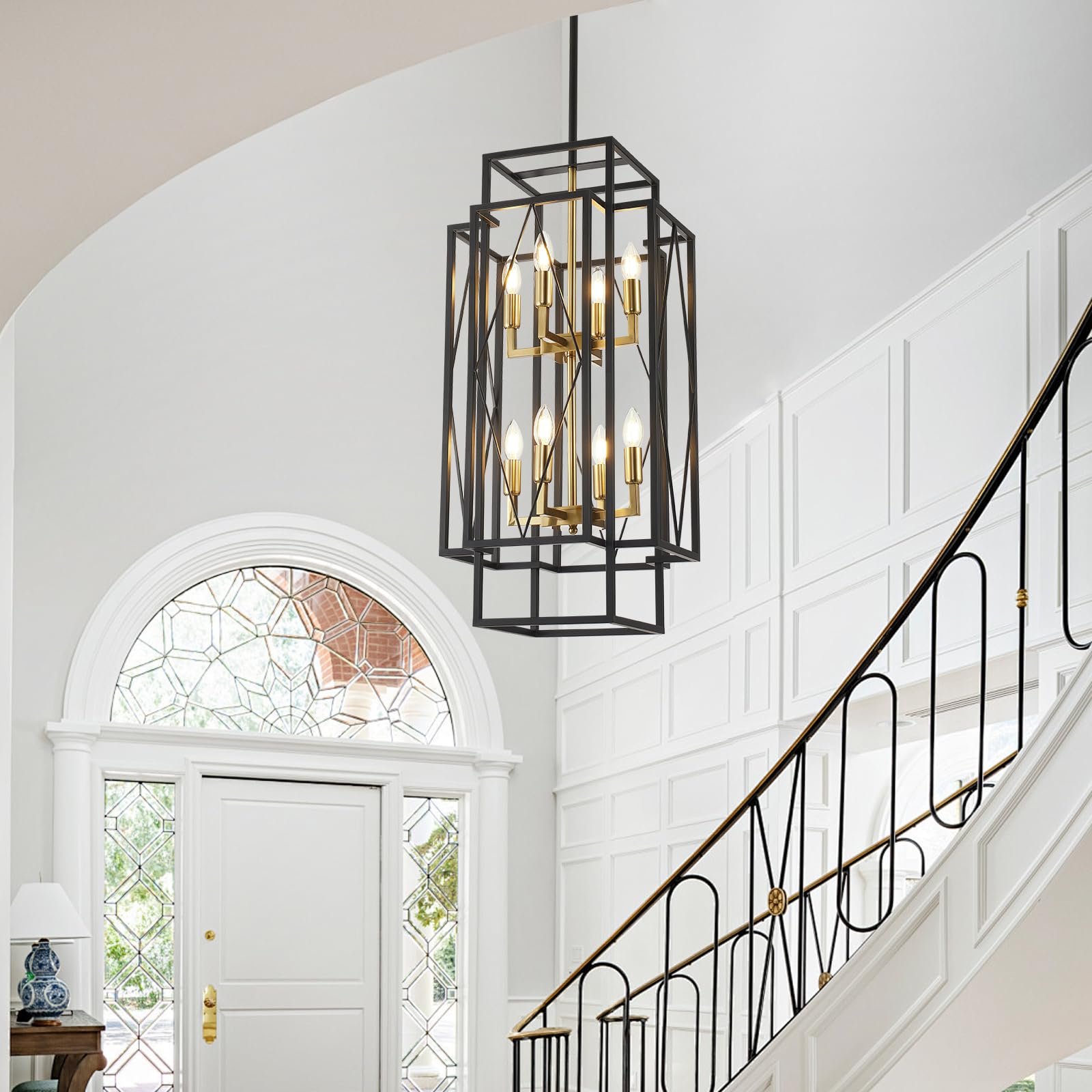 Snapklik.com : 8-Light Lantern Tiered Pendant Light Fixtures, No ... - Grandiose Light Assembly Entryway Lighting Fixtures