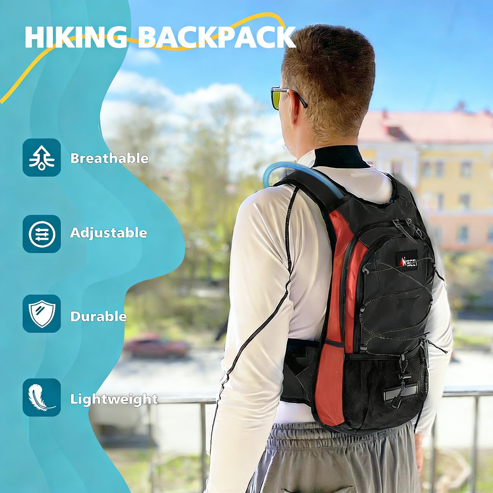 Zaino per l'idratazione isolato, con sacca idrica da 2 l, zaino da trekking per uomini, donne, bambini, zaino per escursionismo, corsa, ciclismo, campeggio