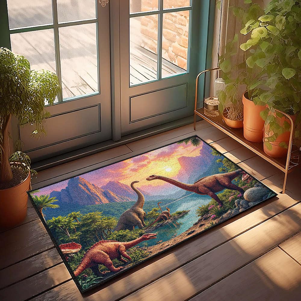Paillasson d'entrée dinosaure 65x90 cm tapis de porte grand format pour automne