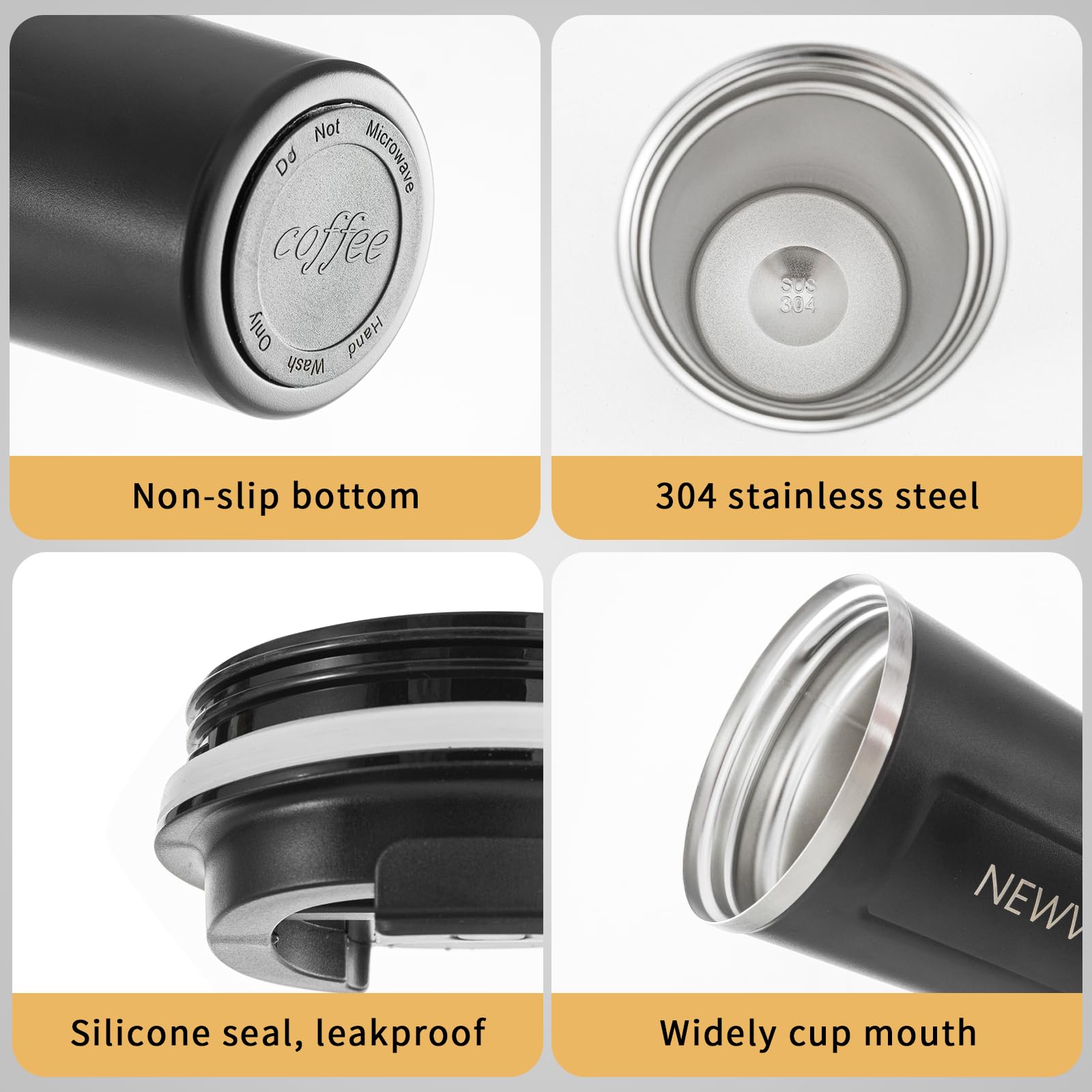 Newvenper Stainless Steel Vacuum Insulated Travel Coffee Mug, Led Temperature Display Insulated Tumbler - Image 2