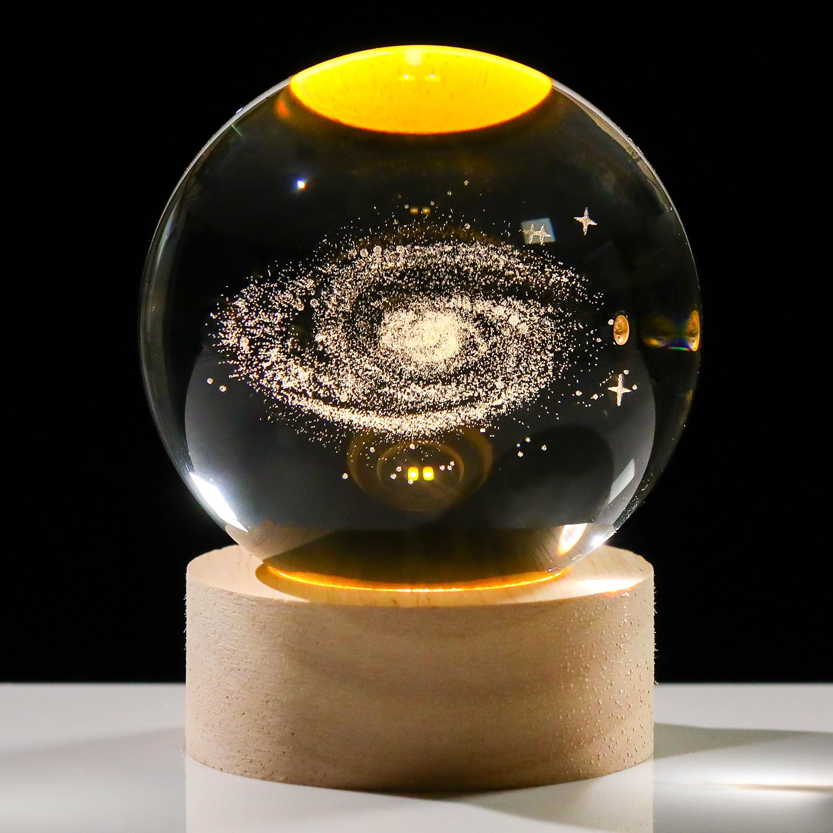 Movdyka 3D Crystal Galaxy Ball Space Decor Lamp Science Astronomy Gifts for Kids, Laser Engraved Galaxy Model Universe Night Light Gift Idea for Graduation Mothers Day Christmas