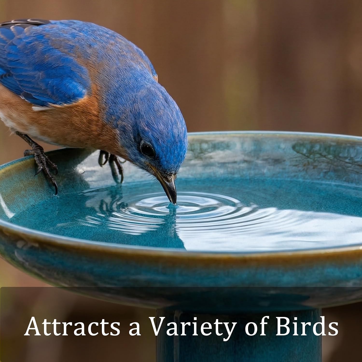 Ceramic Bird Bath for Outside, 19.7 Inch Tall Outdoor Birdbath, Reactive Glaze Bird Baths with Detachable Large Bowl for Outdoors, Garden, Floor, Balcony, and Lawn