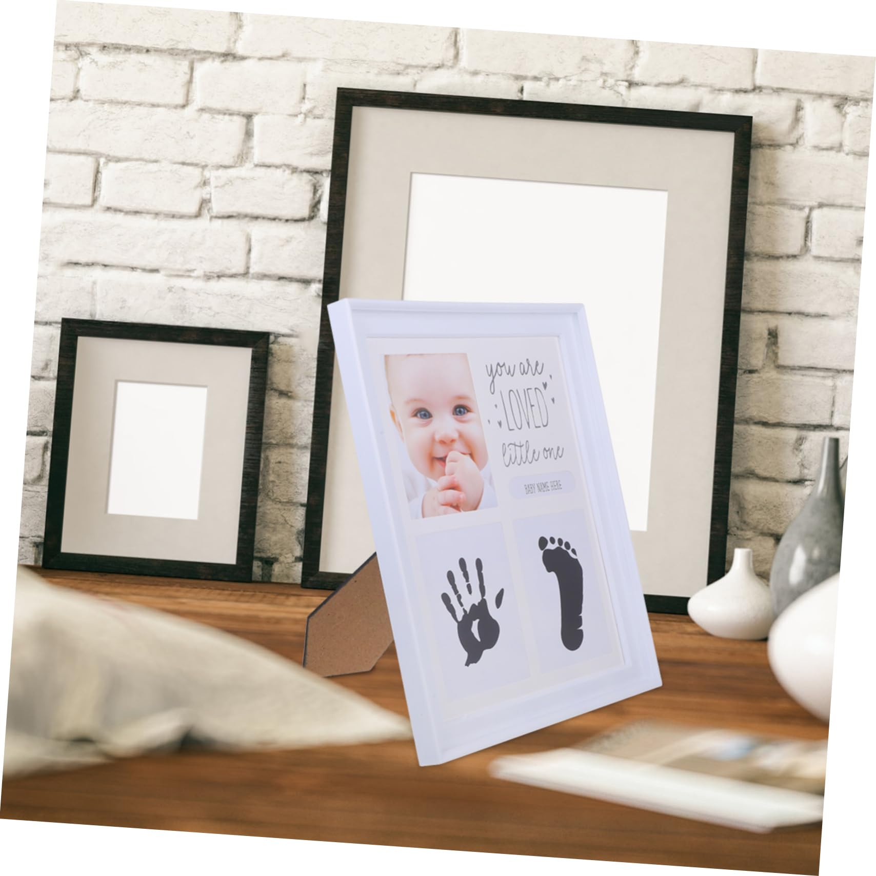 Toyvian 4 sztuki na zdjęcia Oh odcisk dłoni rzeczy chłopiec odkrywanie ogłoszenia ciąży ogłoszenie imię baby shower pierwsze nadruki dla noworodka odzież dla niemowląt płeć ABS biała