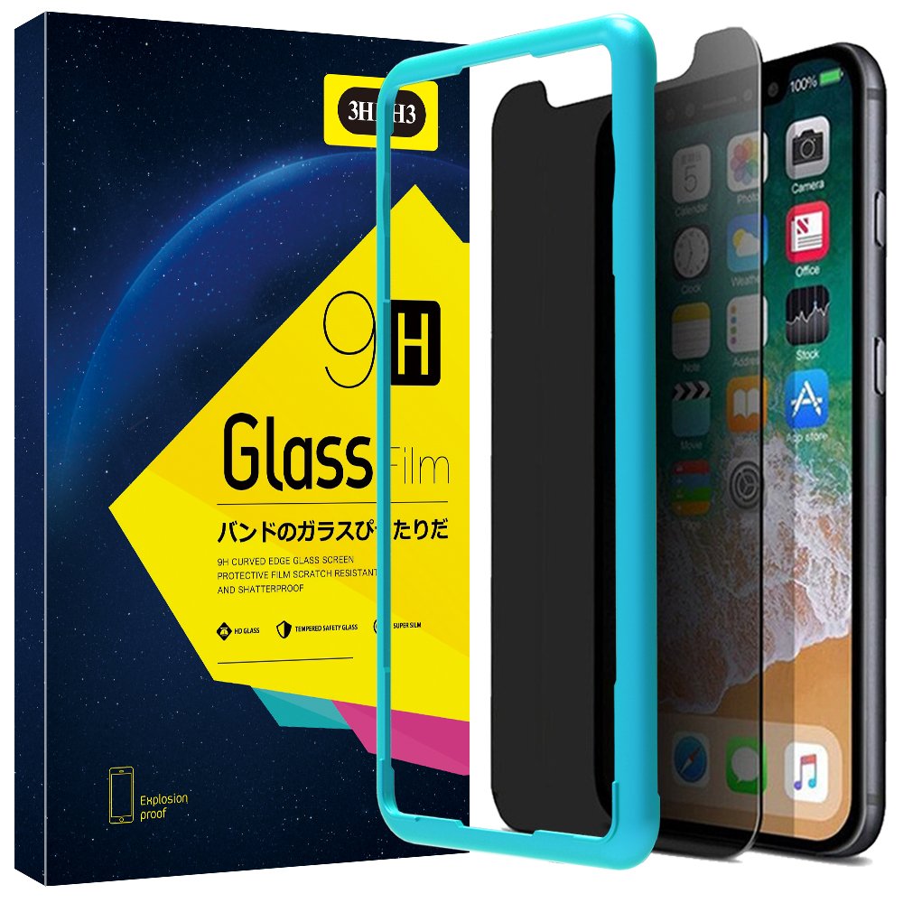 iPhone X Privacy Screen Protector,Renrencoo iPhone X Screen Protector Tempered Glass [Anti-Spy] [Privacy Glass] [Case Friendly] [Free - Lifetime Replacement Warranty] [No Lifted Edges] for iPhone X