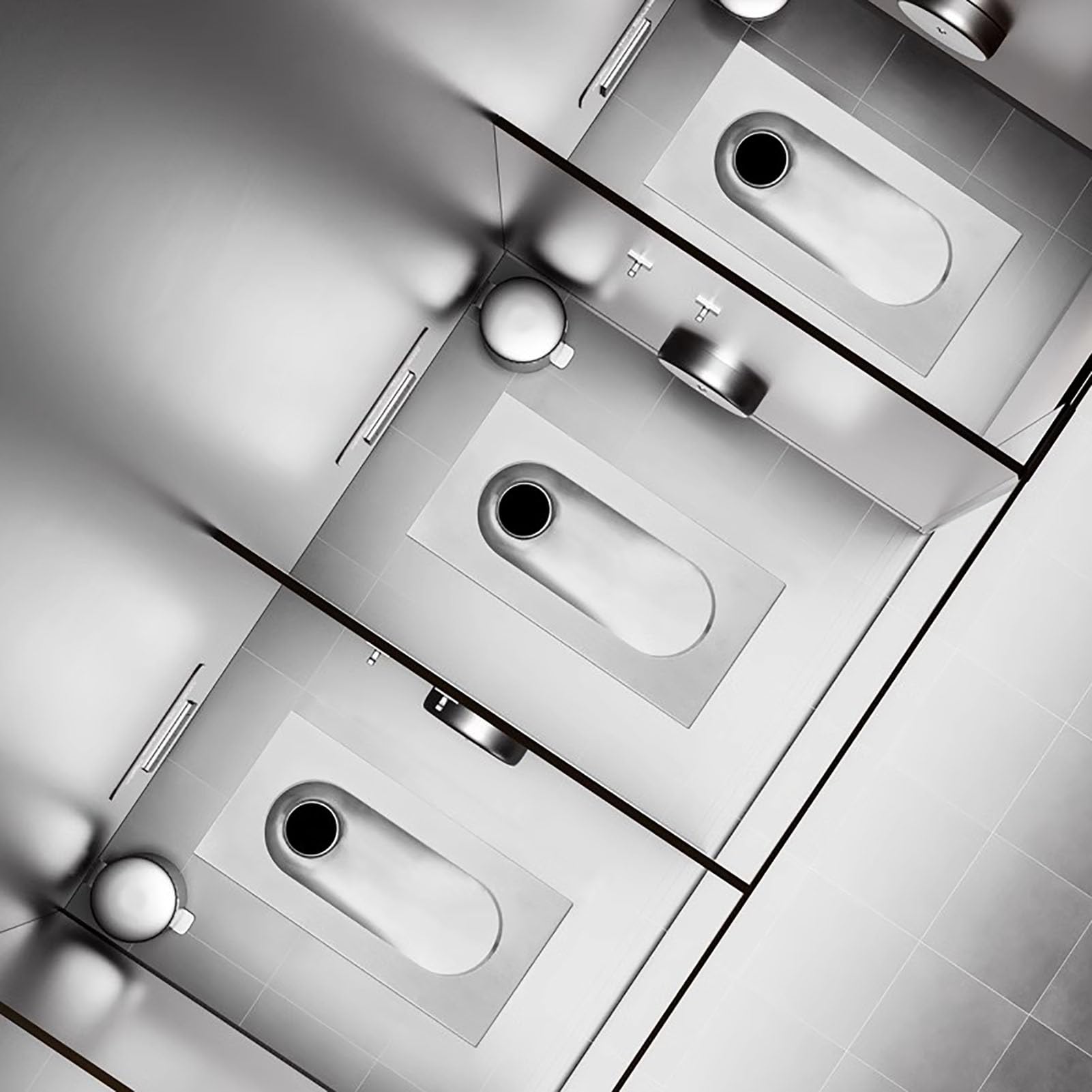 Moderno Set per WC alla Turca per Piccoli Bagni, Acciaio Inossidabile, Inodore Senza Curvatura A S, D,A