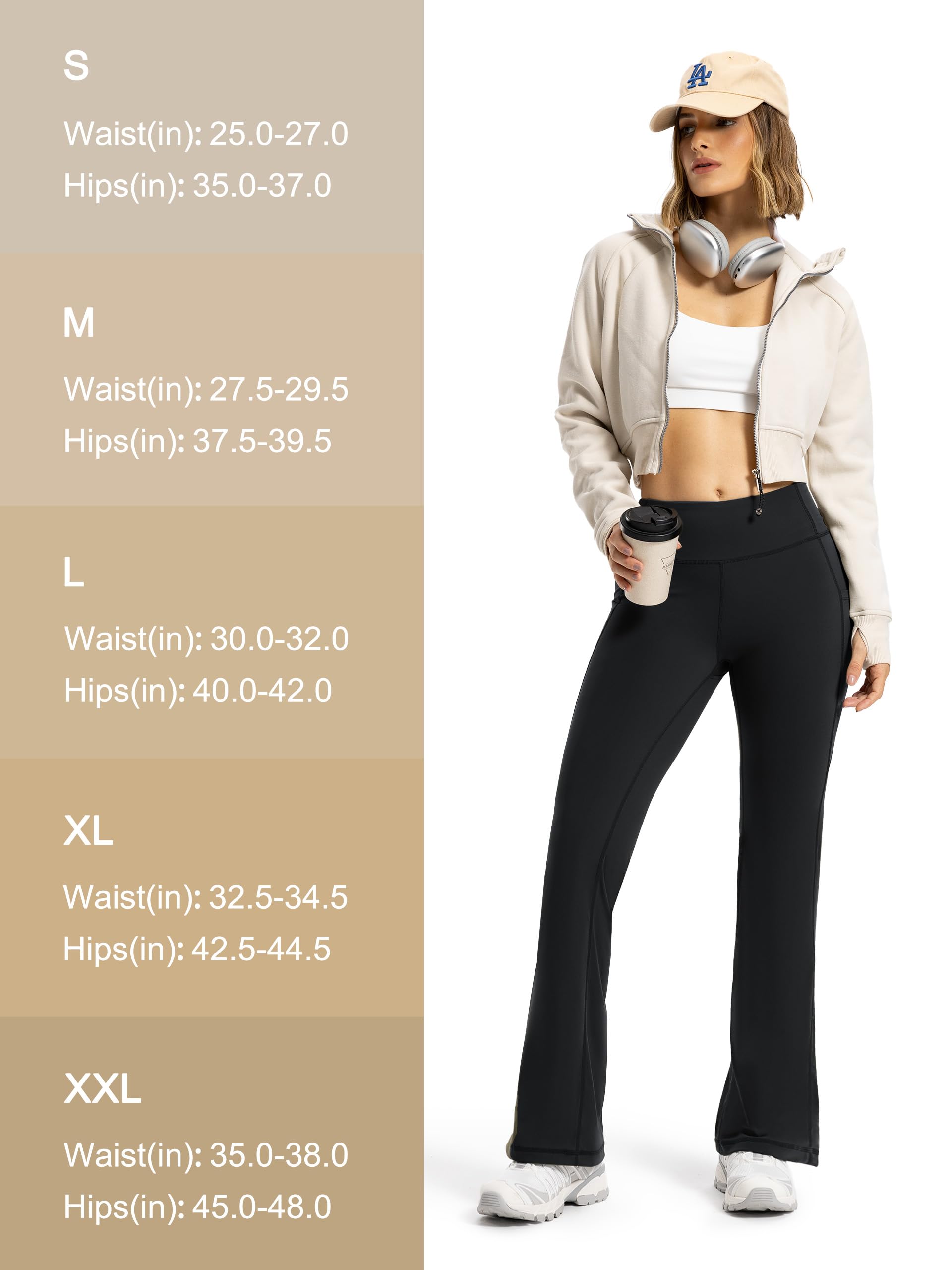 Tapata Petite Bootcut Yogahose für Damen, 66 cm/71,1 cm Schrittlänge, hohe Taille, Workout-Leggings mit Taschen