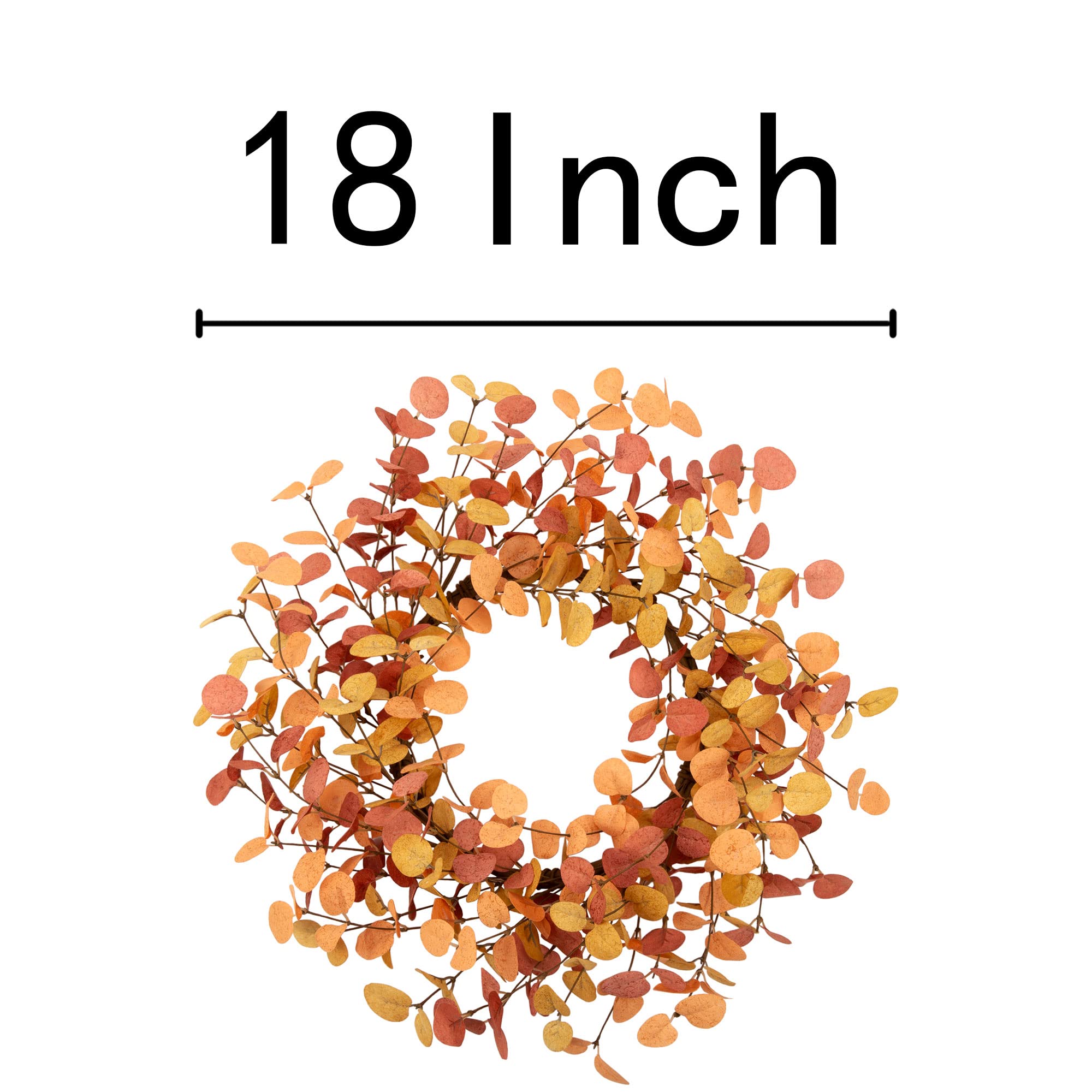 VGIA 18 Inch Eucalyptus Leaves Fall Wreath - Artificial Autumn Farmhouse Wreath for Front Door, Home Wall and Window Decorations