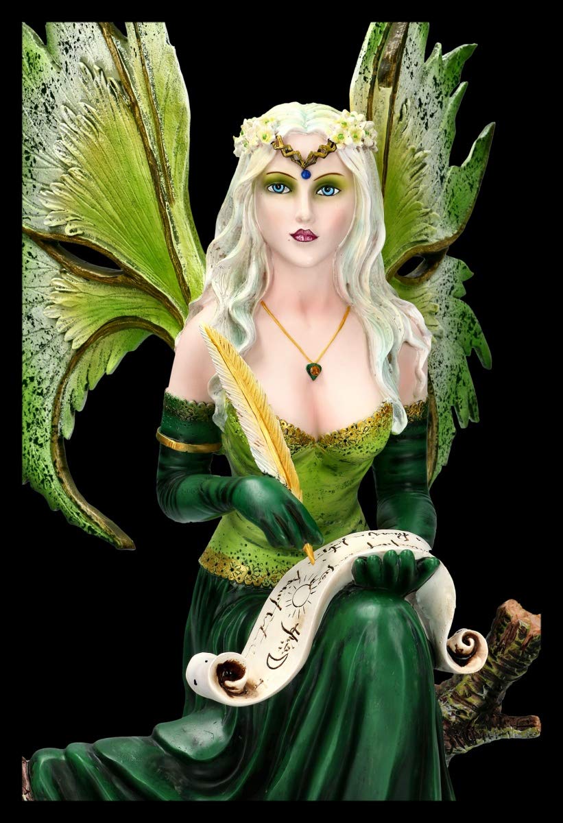 Figuren Shop GmbH Große Feen Fantasy-Figur - Prinzessin Gaia Feenfigur, Engel, Dekofigur, Dekoartikel, mit dekorierten Halbedelsteinen, H 51 cm