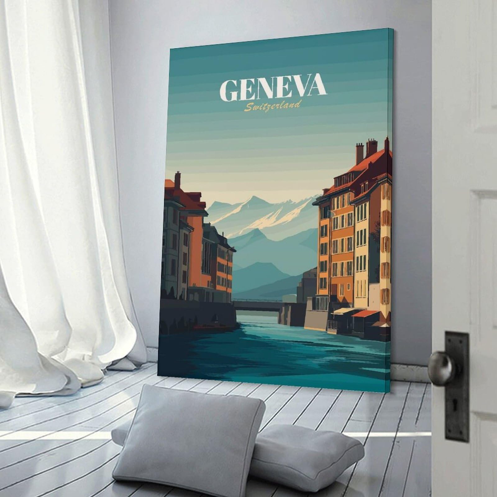 Junmoney Geneva, Switzerland Travel (2) Home Decor Wall Art, 24x36inch(60x90cm), for Home, Office, Studio Or Guest Room, An Adaptable Decor Piece for Home Use