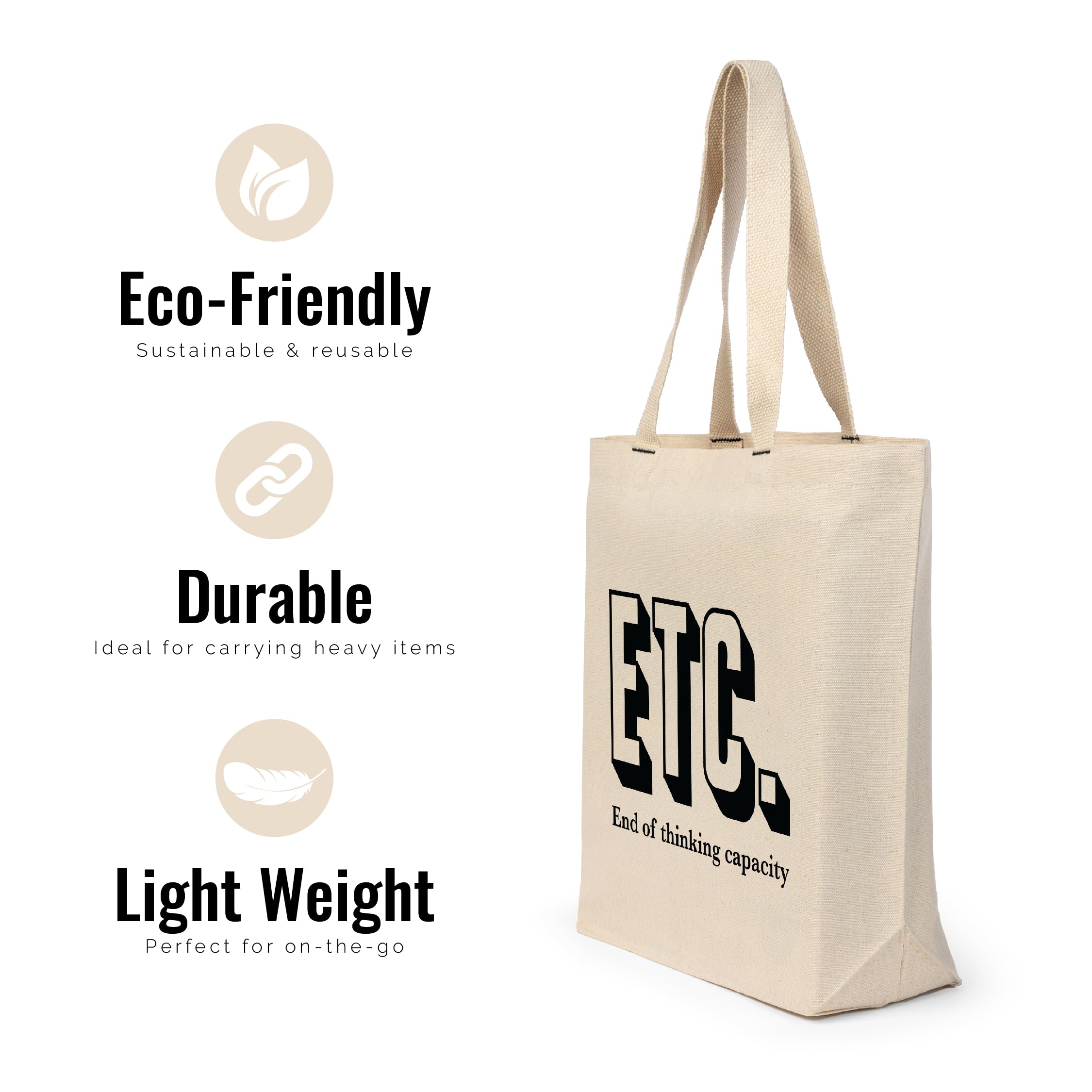 Amazon Brand-Eono, 100% Cotton Cloth Bag, Pack of 1,Reusable Tote Bags, Shopping Bag For Grocery, Vegetable Bag For Shopping, Aesthetic Carry Bag, Aesthetic Bags For College, Folding Bag -End Thinking 4