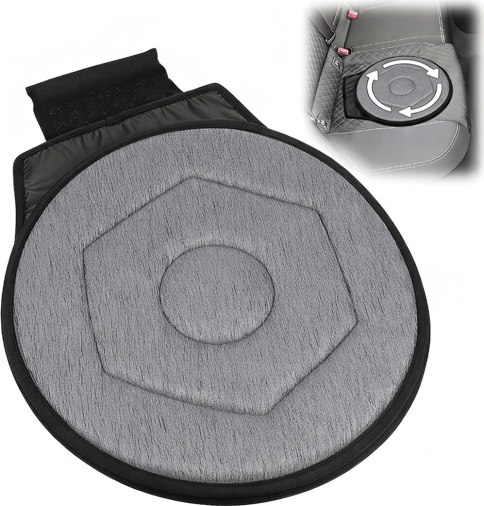 Cabilock Cuscino girevole girevole per seggiolino auto, portatile, per una facile mobilità, per casa, ufficio, design antiscivolo per sedersi comodamente per anziani donne incinte