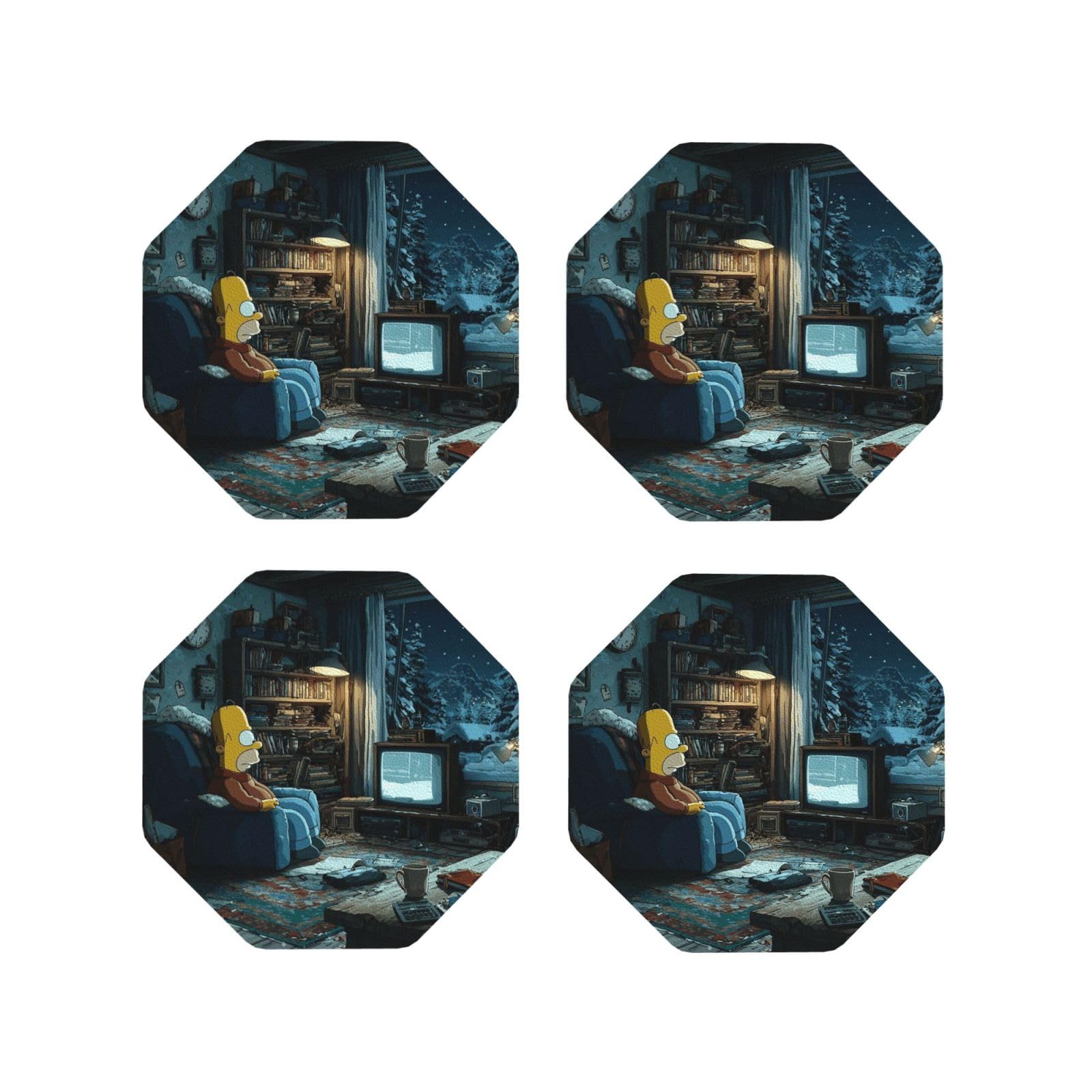 Coasters Set of 4 Round Leather Coaster Quick-Dry Drink Michael Jackson Coasters for Desk Absorbent Mugs Pads Tabletop Protection Pad Heat Resistant Coffee Cup Mat for Kitchen Bar