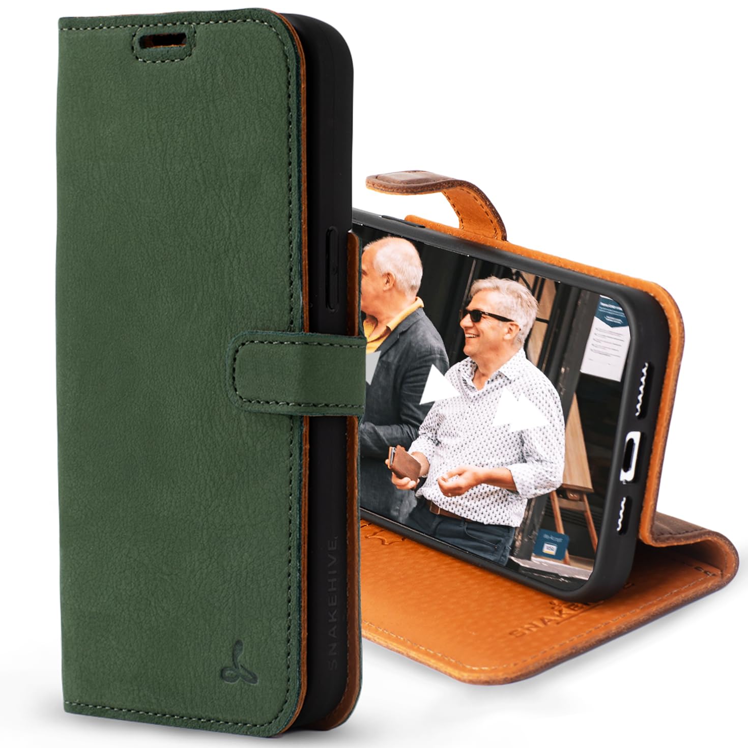 Amazon.com: Snakehive Leather Wallet for iPhone 15 Pro Max - Real Leather  Wallet Phone Case - Genuine Leather with Viewing Stand and 3 Card Holder -  Flip Folio Cover with Card Slot (