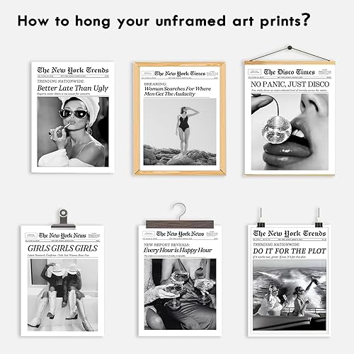 Miniatura 5 de TWNSLLA Arte de pared de periódico de moda para mujer, busca dónde los hombres obtienen la audacia, impresiones de pósteres del New York Times,